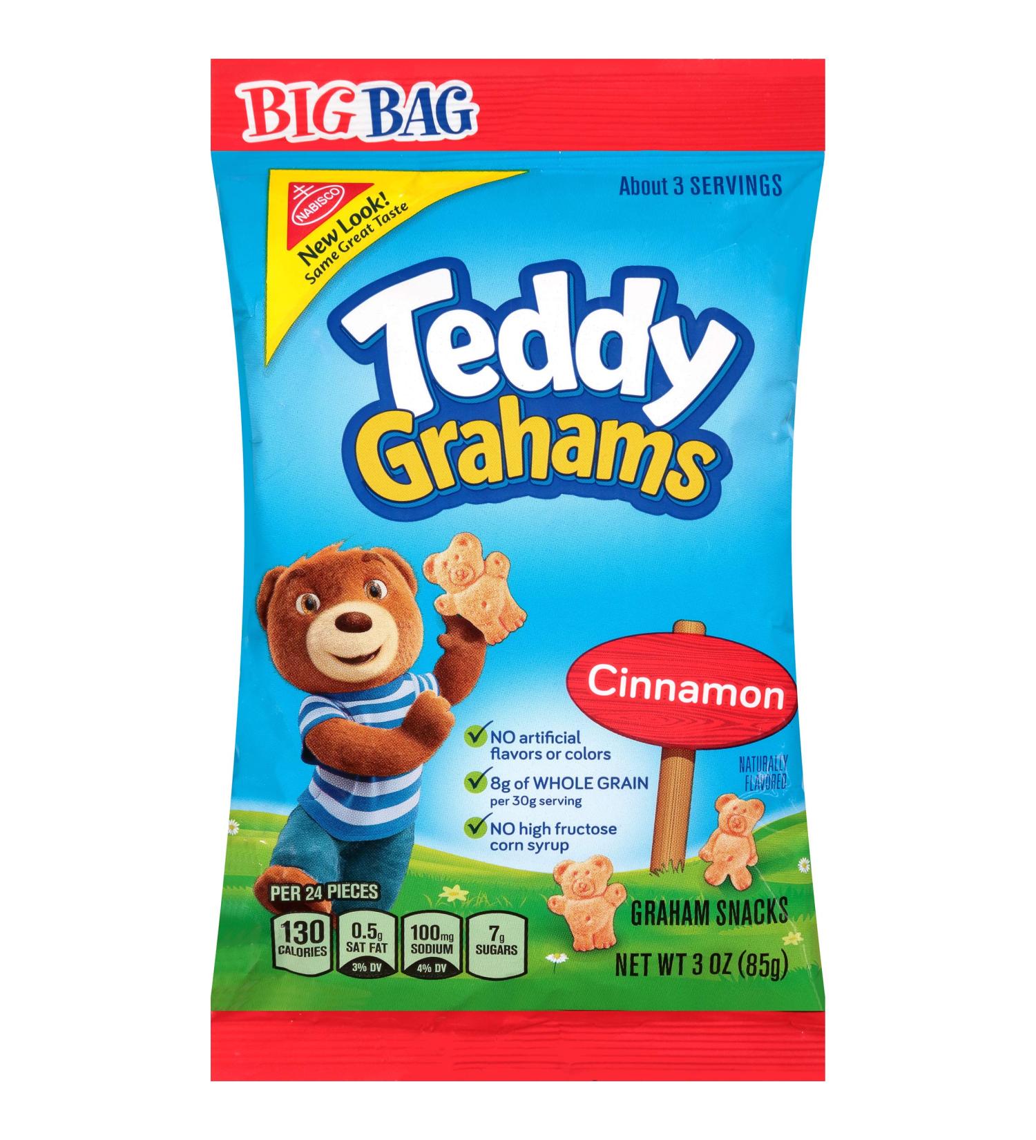 Teddy Grahams Cinnamon Graham Snacks Big Bag 3oz (Pack of 12) | Crunchy and Delicious Snack - Buy Online on GoSupps.com