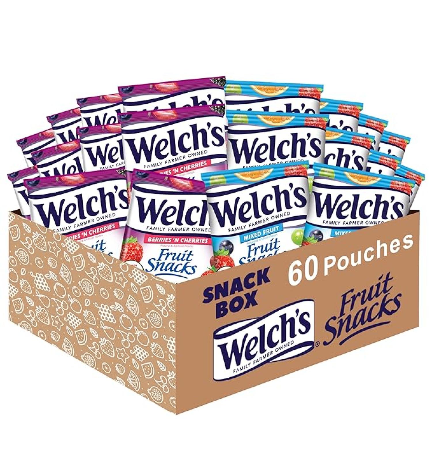 Welch's Fruit Snacks Mixed Fruit & Berries 'N Cherries Bulk Variety Pack Perfect for School Lunches Gluten Free 0.8 oz Individual Single Serve Bags (Pack of 60) - Buy Online on GoSupps.com