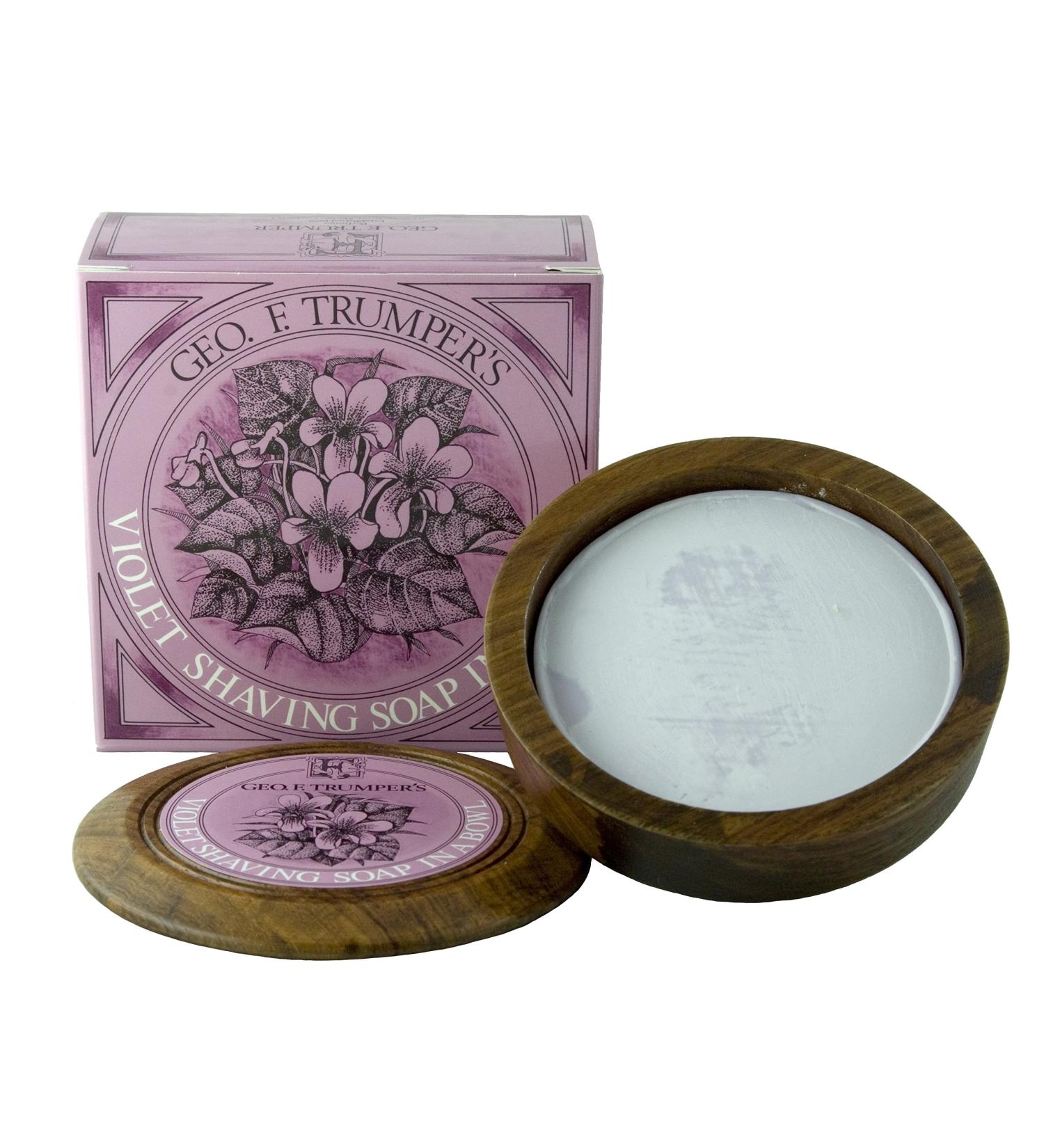 Geo F. Trumper Violet Hard Shaving Soap in Wooden Bowl