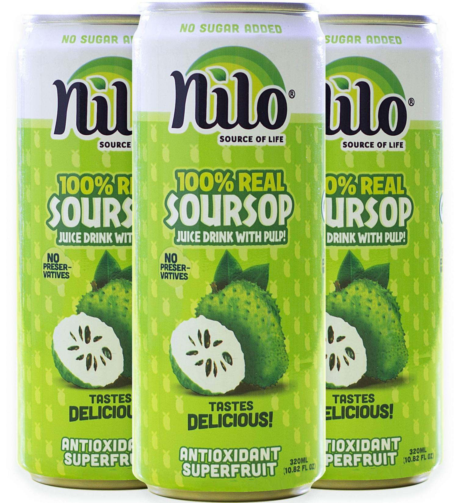 Nilo Soursop Juice - 100% Real Guanabana Graviola - No Added Sugar - Not From Concentrate - 10.8 oz (Pack of 12) - Buy Online on GoSupps.com