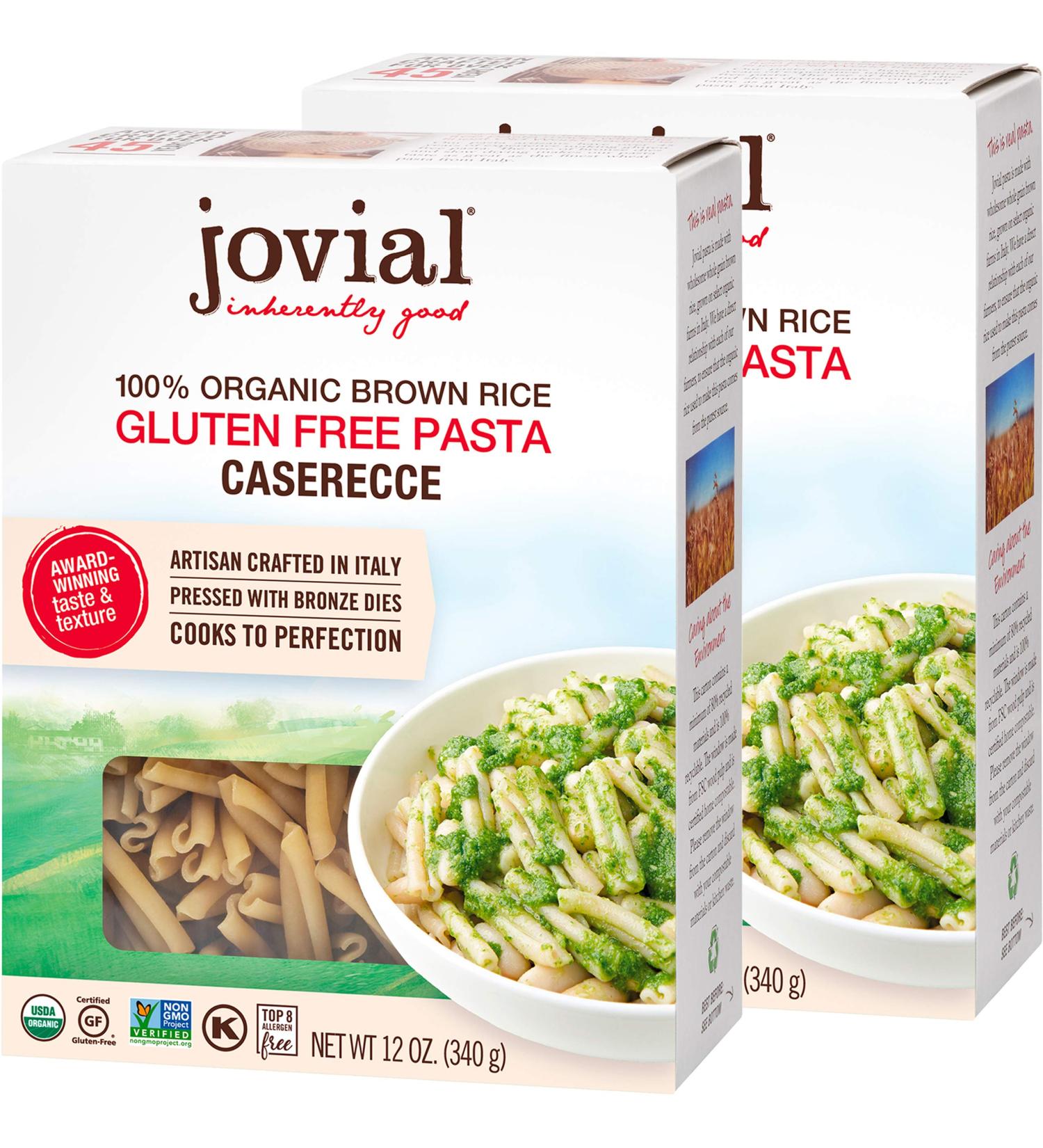 Jovial Organic Caserecce Gluten-Free Pasta | Whole Grain Brown Rice | Non-GMO | Lower Carb | Kosher | Made in Italy | 12 oz (2 Pack) - Buy Online on GoSupps.com