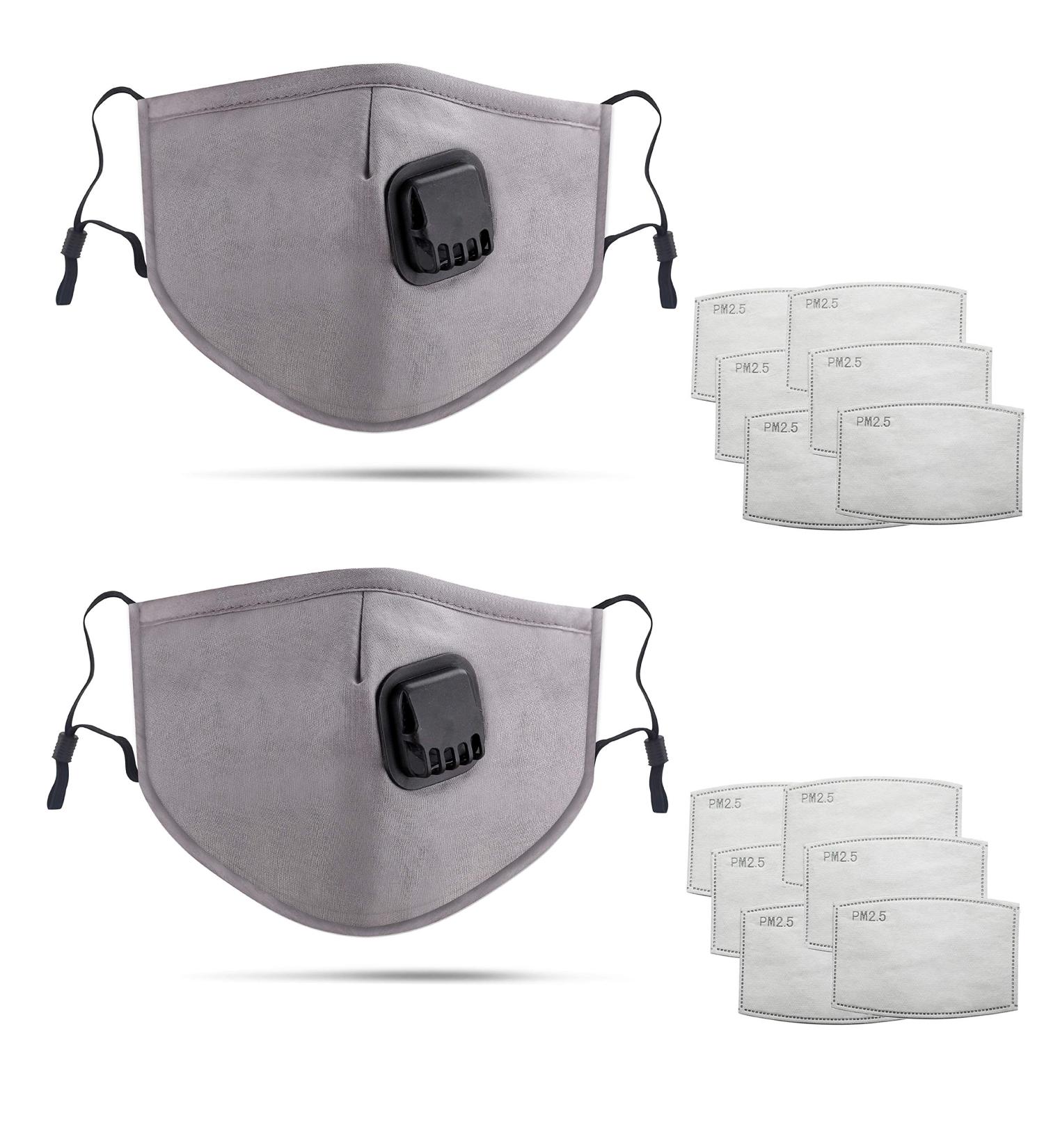 5 Layer Breathable Cotton Face Mask with Filter Reusable Black Face Masks Washable Uk with Adjustable Ear Straps Nose Wire & Replaceable Filters for Unisex Grey 2 - Buy Online on GoSupps.com