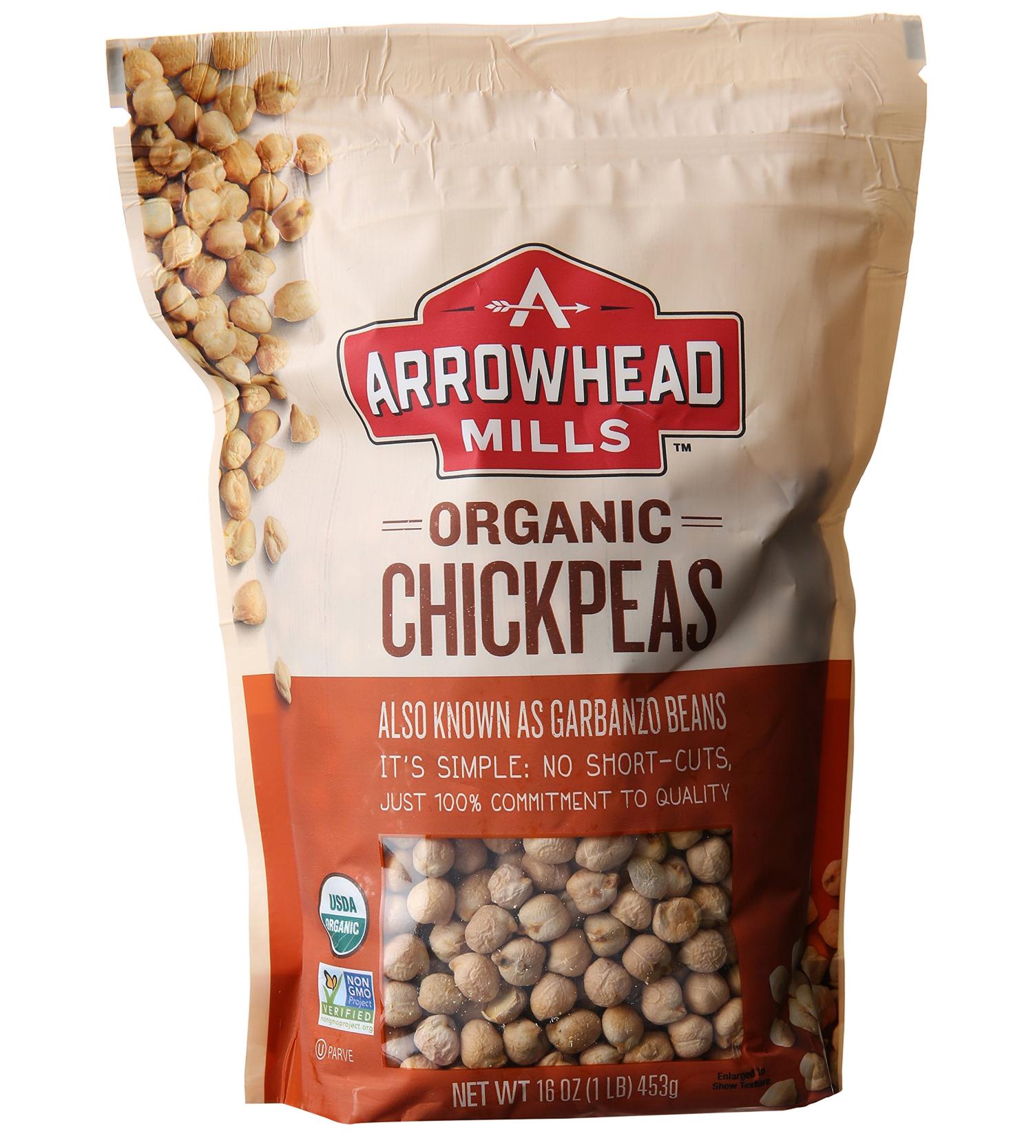 Arrowhead Mills Organic Chickpeas 16 oz - Pack of 1 | 100% USDA Certified | Non-GMO | Rich in Protein and Fiber - Buy Online on GoSupps.com
