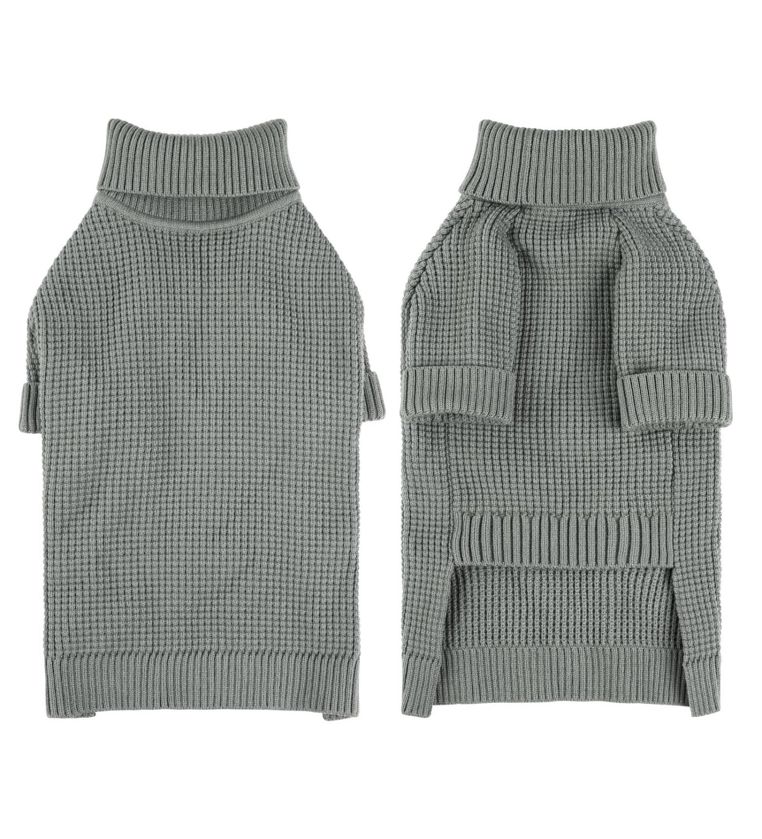 Convinit Dog Sweater for Small & Medium Dogs - Winter Warm Roll Collar Knitted Sweater for Chihuahua Dachshund French Bulldog | Gray - Buy Online on GoSupps.com