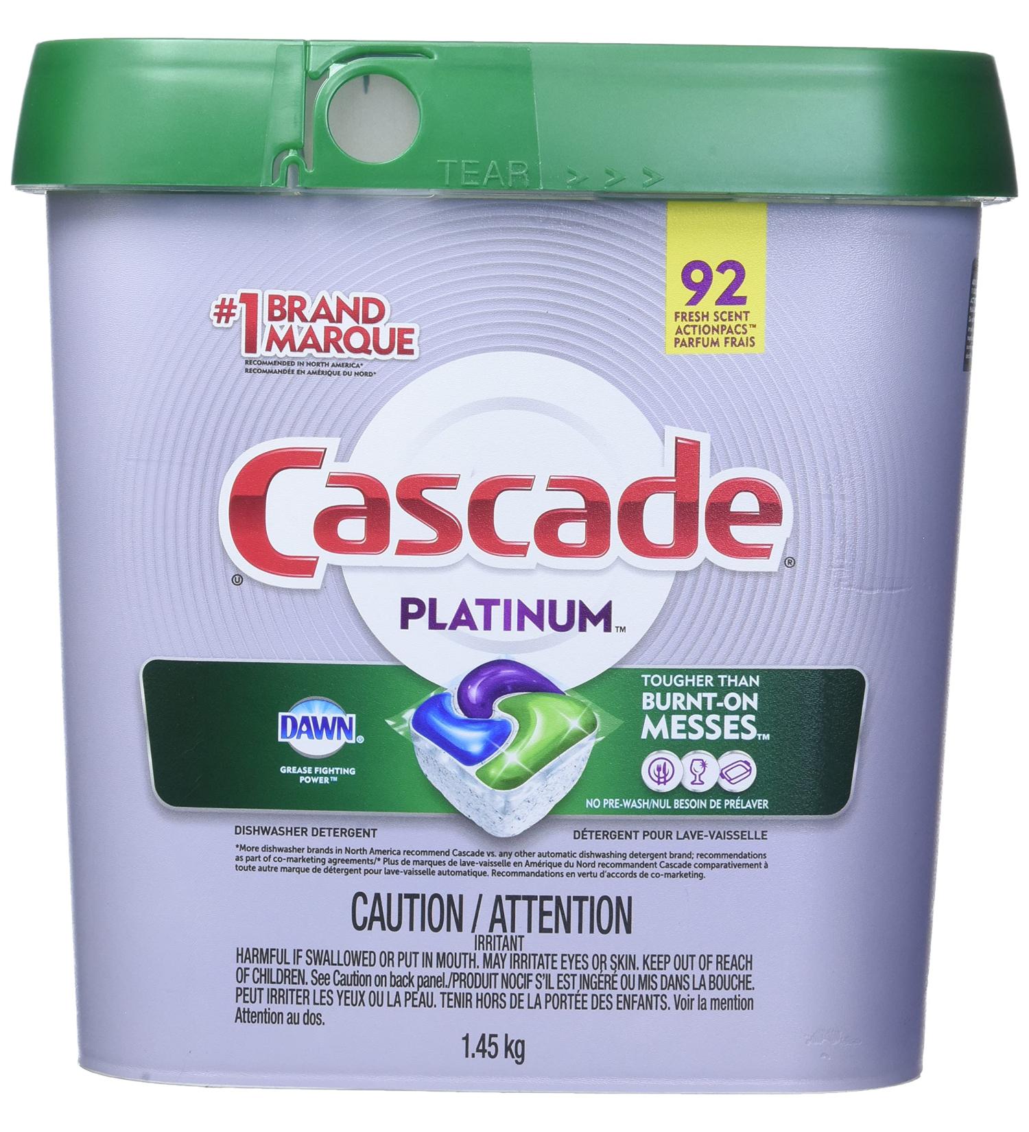 Buy Cascade Platinum Dishwasher Detergent Powder 92 ActionPacs - Fresh Scent 51.2 oz | Best International Shipping - Buy Online on GoSupps.com