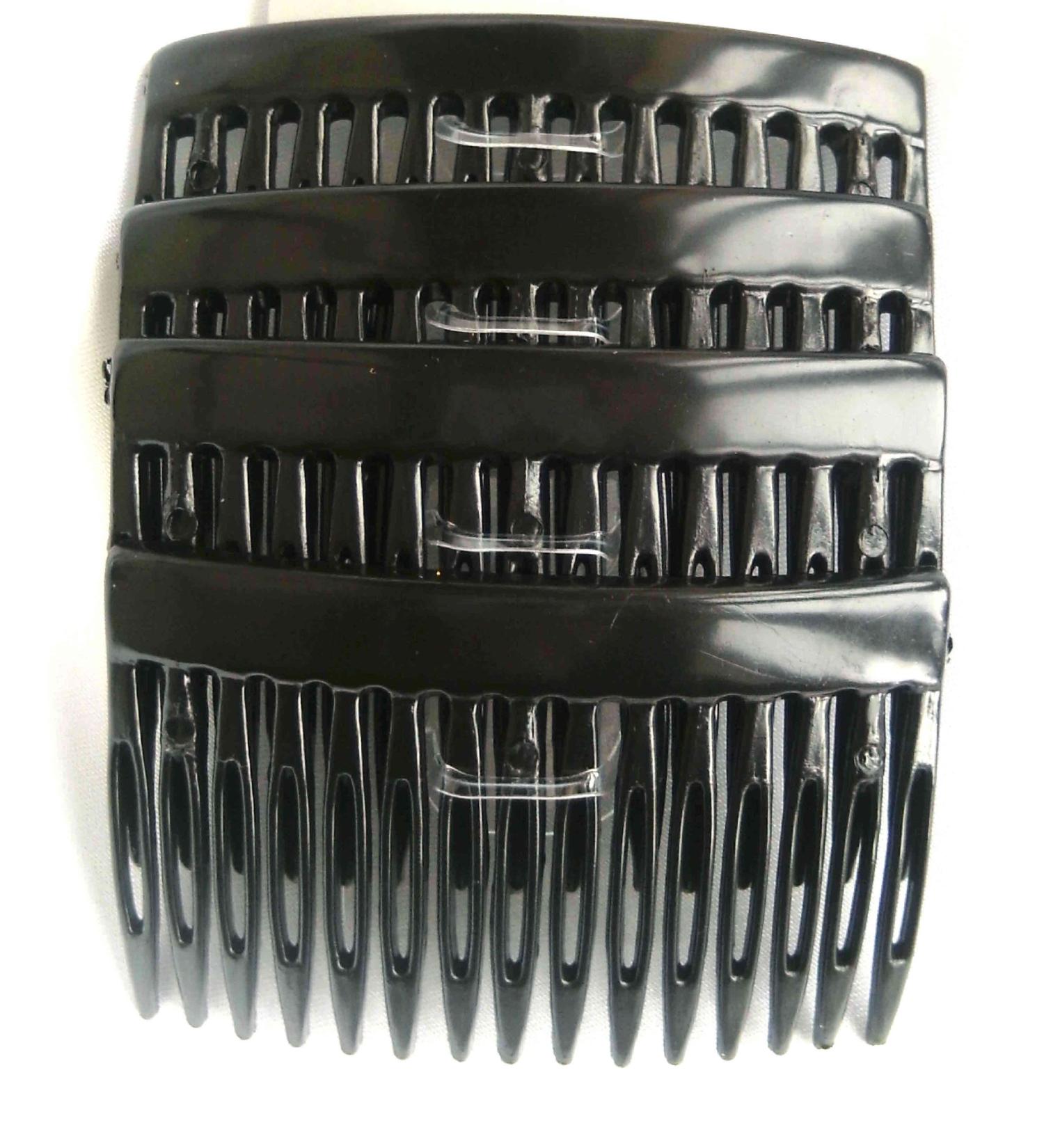 Pack of 4 BLACK 7cm Hair Combs