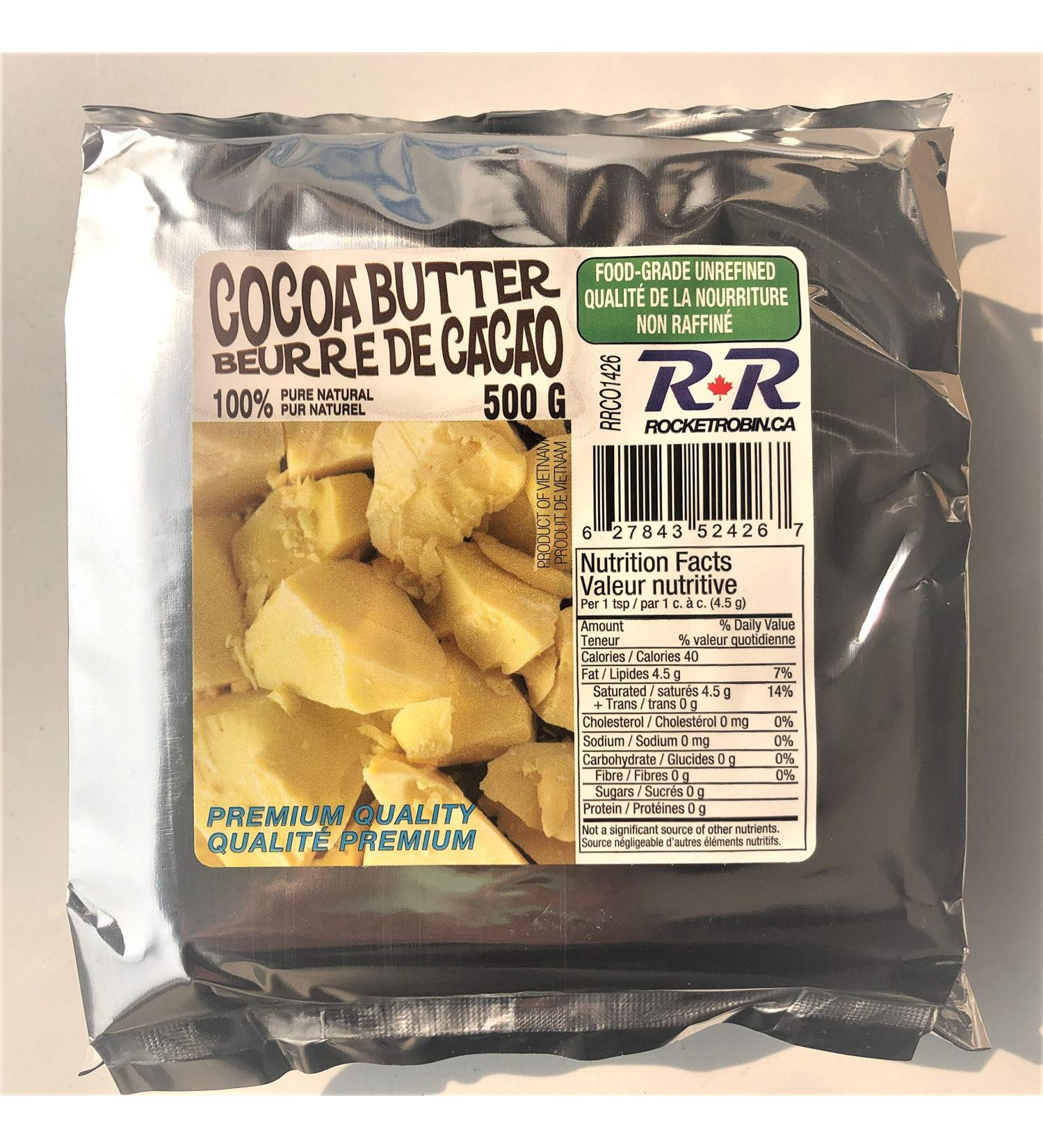 Cocoa Butter Pure Natural Unrefined 0.5 Kg - Buy Online on GoSupps.com