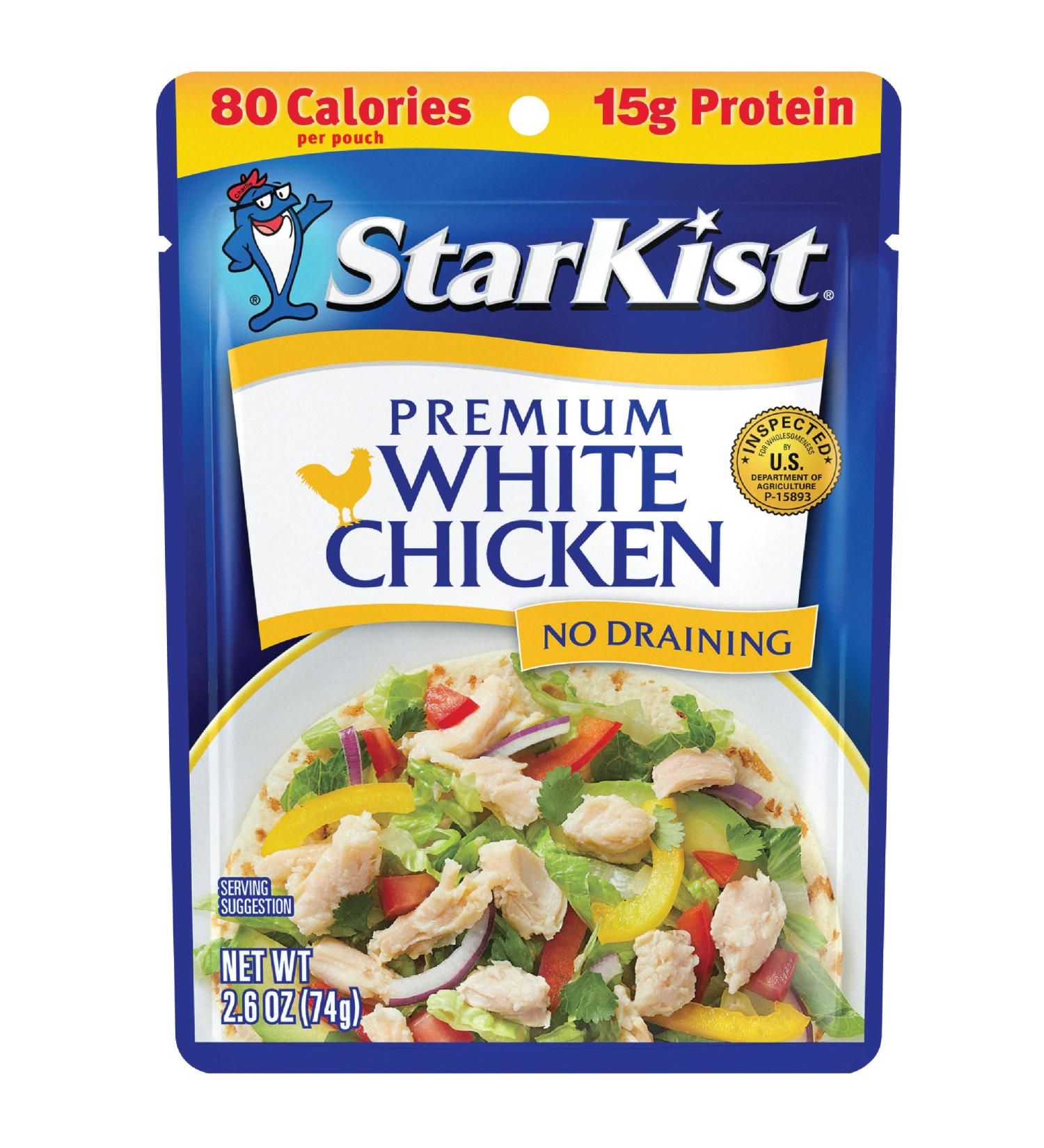 StarKist Premium White Chicken 2.6 oz Pouch (Pack of 12) - Premium Quality, Convenient Pack of 12 Pouches - Buy Online on GoSupps.com