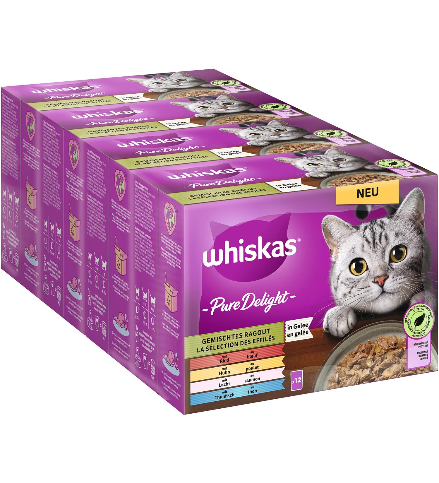 Whiskas 1+ Cat Food Mixed Selection in Jelly - 12x85g Packs | Premium Wet Food for Adult Cats | High-Quality Ragu | International Shipping - Buy Online on GoSupps.com