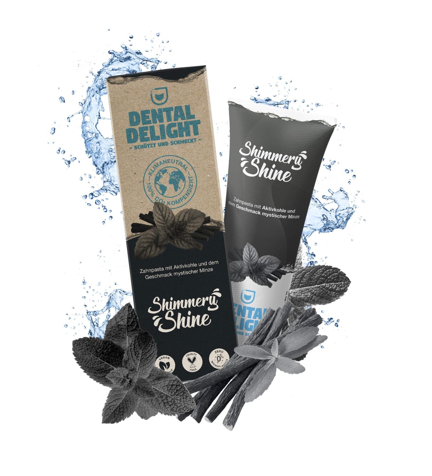 Dental Delight Shimmery Shine Activated Charcoal Toothpaste 75ml - Vegan Whitening Eco-Friendly Microplastic-Free Mint Flavor - Buy Online on GoSupps.com