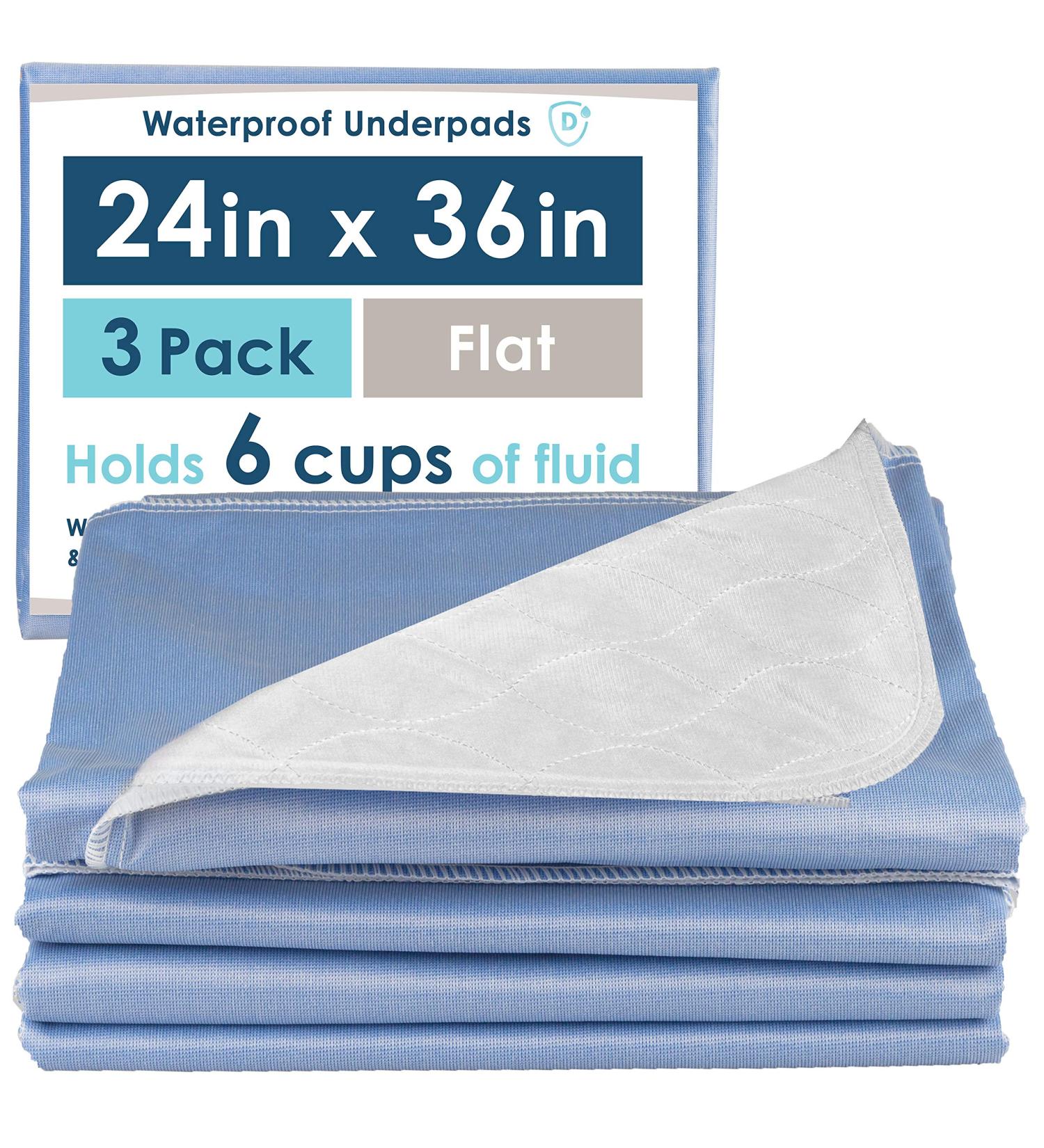Dry Defender Waterproof Bed Pads for Incontinence - Absorbent Washable Underpad - Mattress Pads for Kids or Adults - Flat  24x36 Inch (Pack of 3) 24x36 Inch (Pack of 3) Bed Pads - Buy Online on GoSupps.com