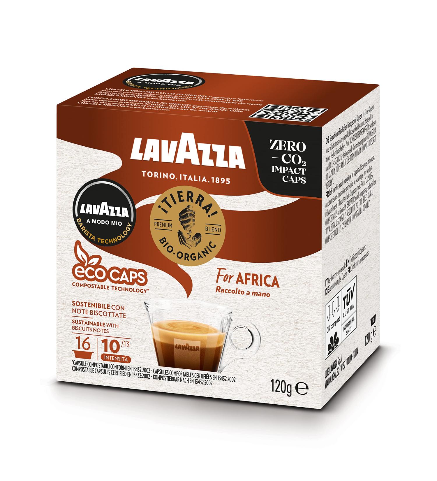 Lavazza A Modo Mio Tierra Bio for Africa 16 ECO CAPS Coffee Capsules (2) - Buy Online on GoSupps.com