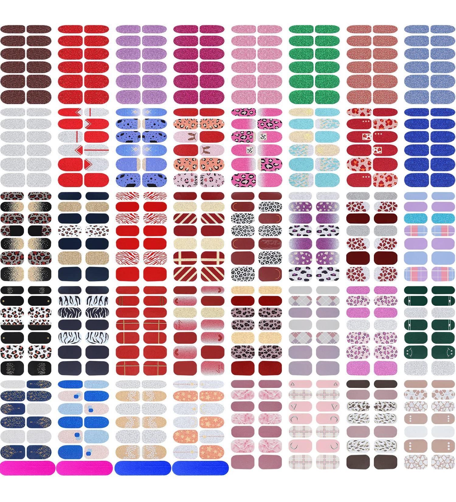 520 Pieces Self-Adhesive Nail Polish Stickers - Full Cover Nail Art Decals with Nail Files for Women & Girls - Bright Style DIY Nail Art - Buy Online on GoSupps.com