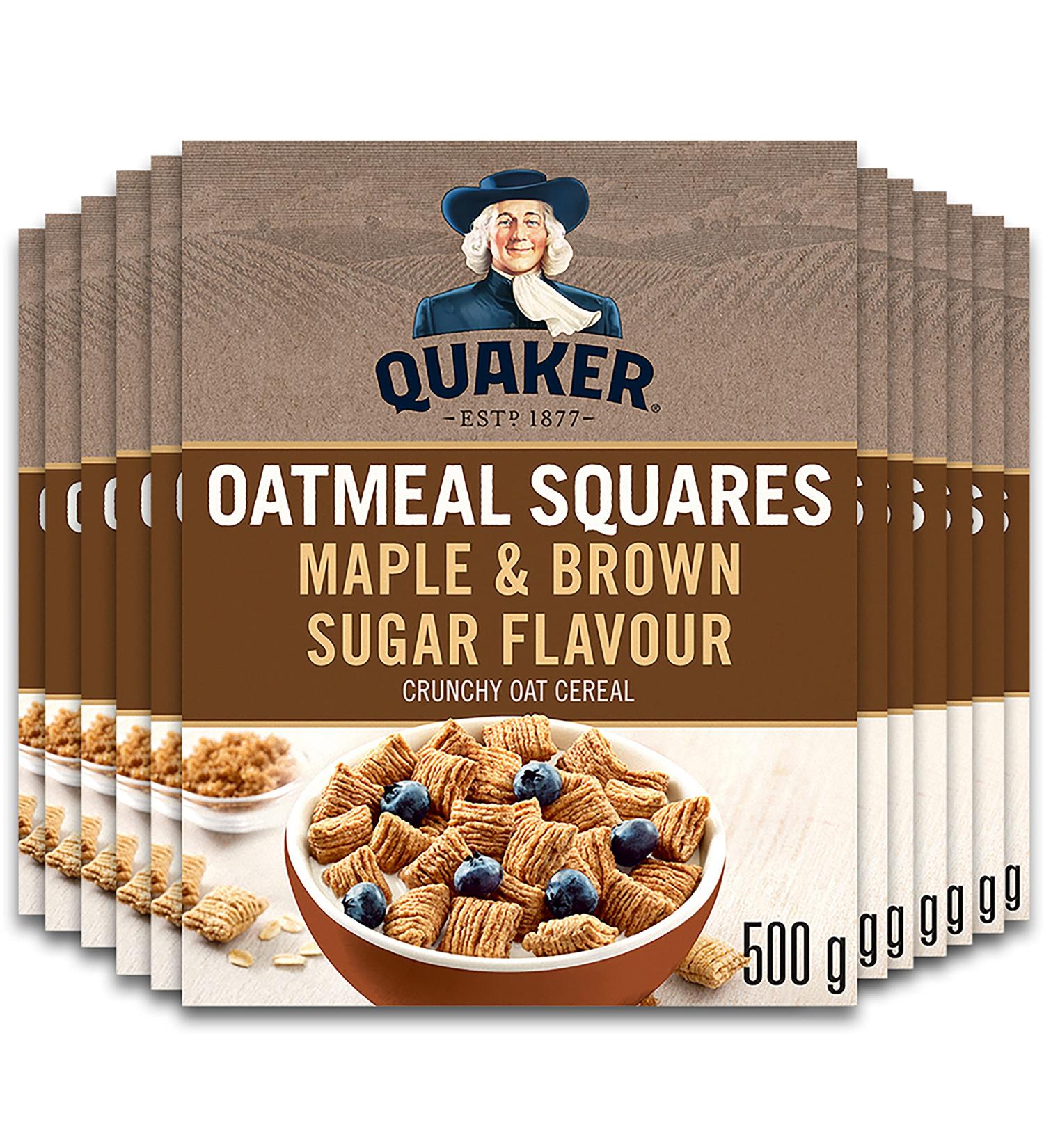Quaker Oatmeal Squares Maple & Brown Sugar Flavour Cereal Multi-Pack Multi-Pack 500g (Pack of 12) Maple & Brown Sugar 500 g (Pack of 12) - Buy Online on GoSupps.com