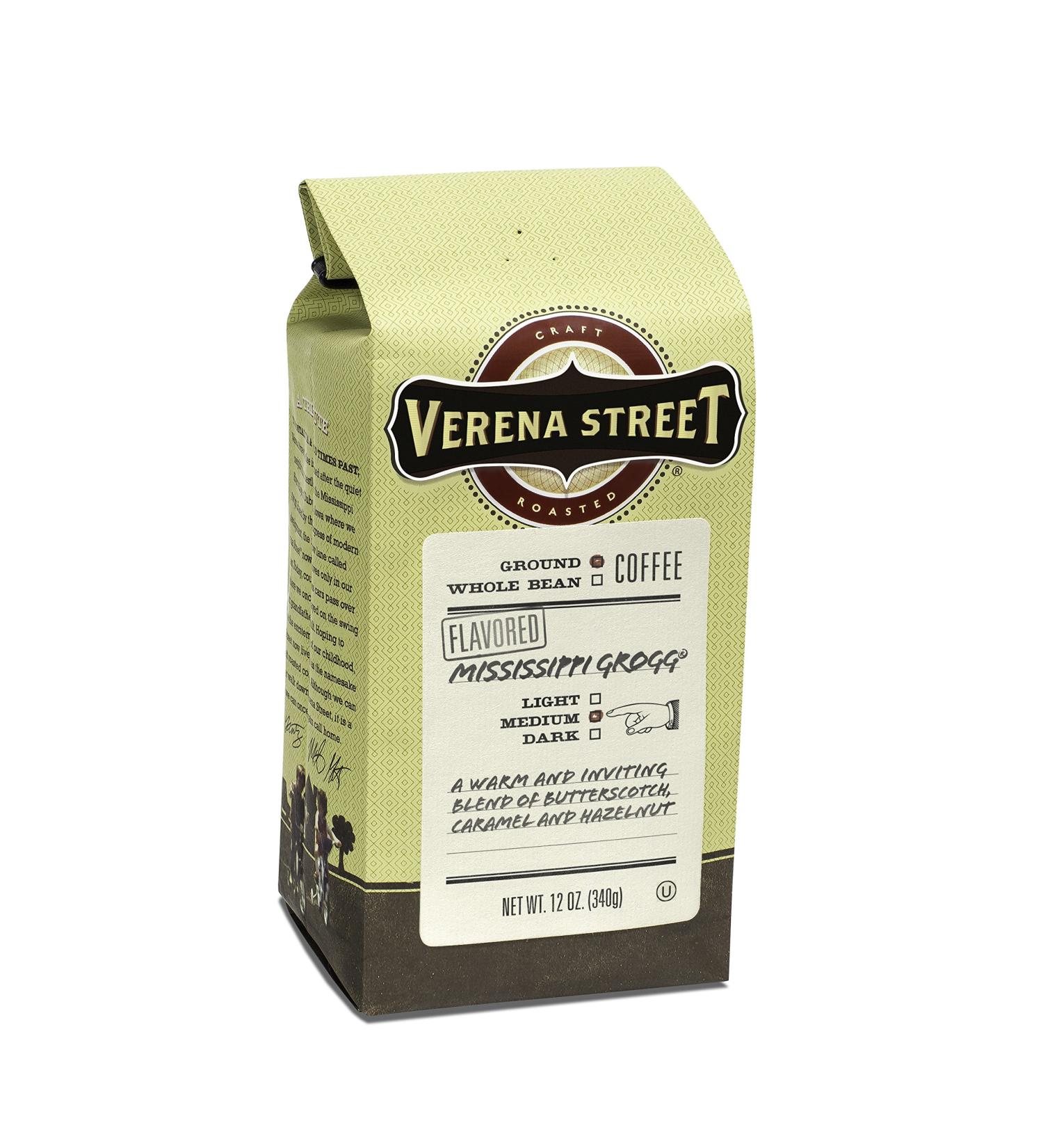 Verena Street Mississippi Grogg Flavored Ground Coffee - Medium Roast 12 oz | Rich Aroma & Smooth Taste - Buy Online on GoSupps.com