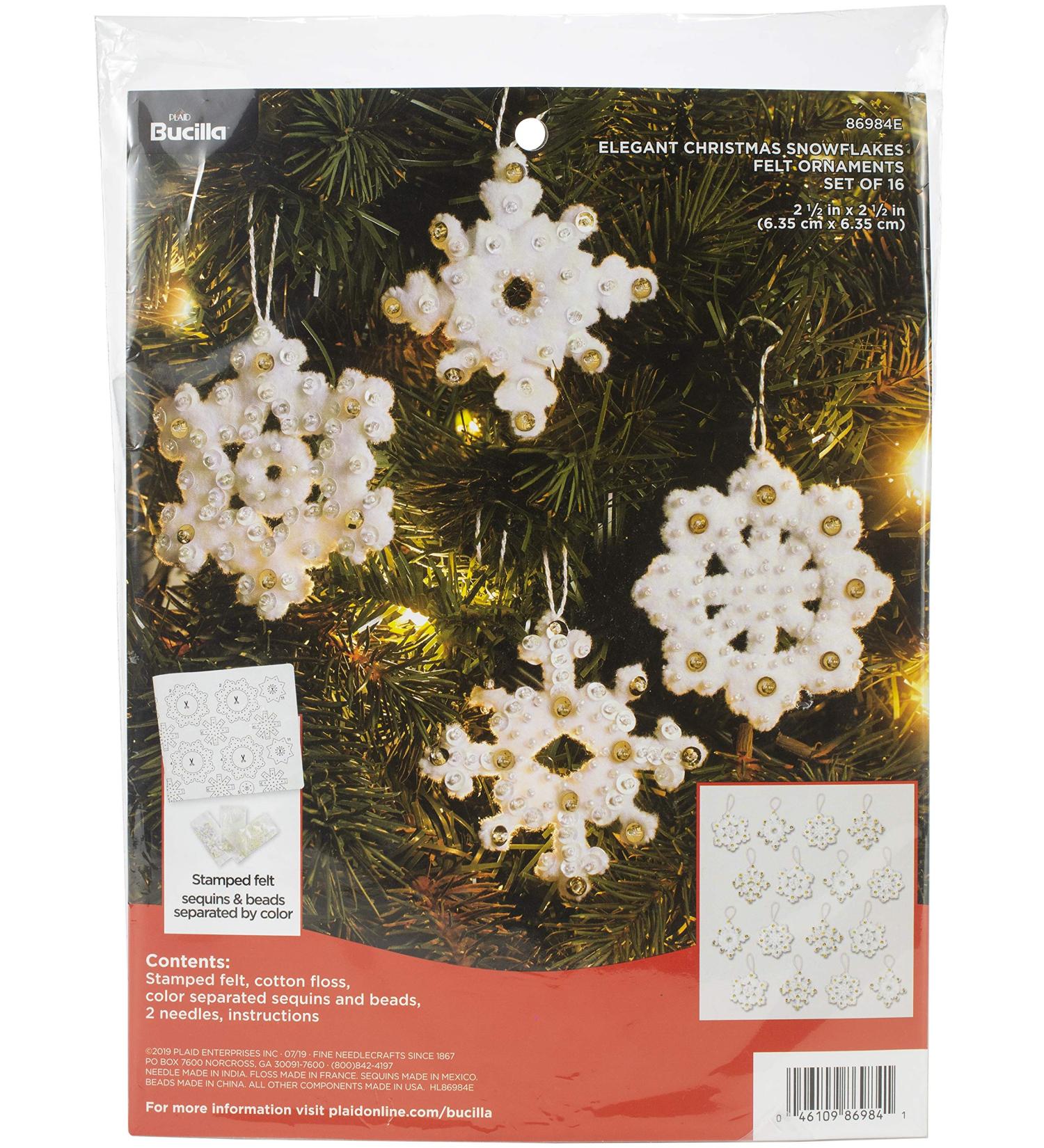 Bucilla Elegant Christmas Snowflakes Felt Applique Ornament Kit - 16 Pieces - Buy Online on GoSupps.com
