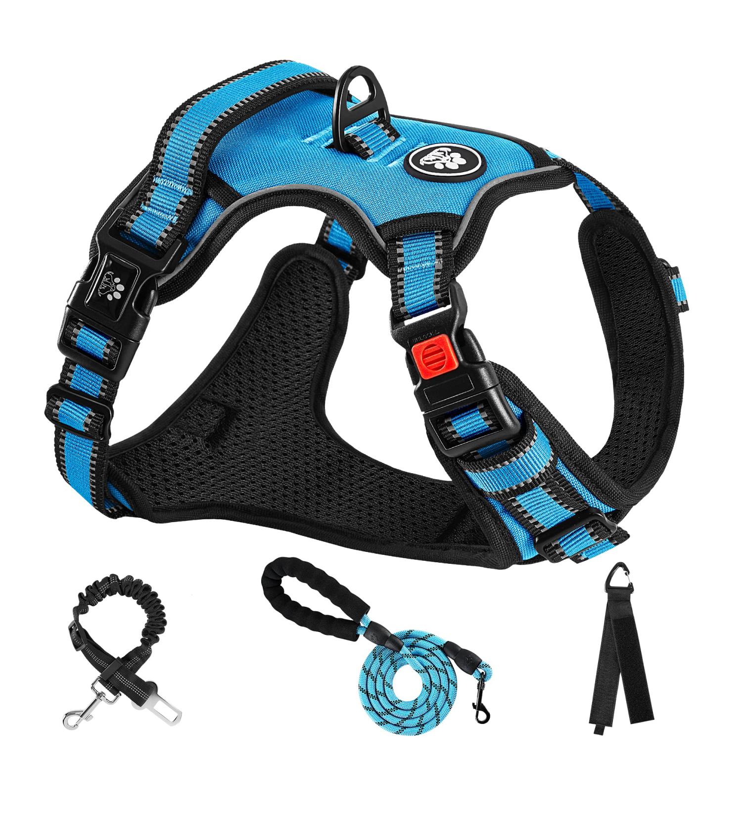 Nestroad Blue Dog Harness for Medium-Sized Dogs | Anti-Draw Safety Belt & Padded Design | Ideal for Neck 33-43cm & Chest 43-64cm - Buy Online on GoSupps.com