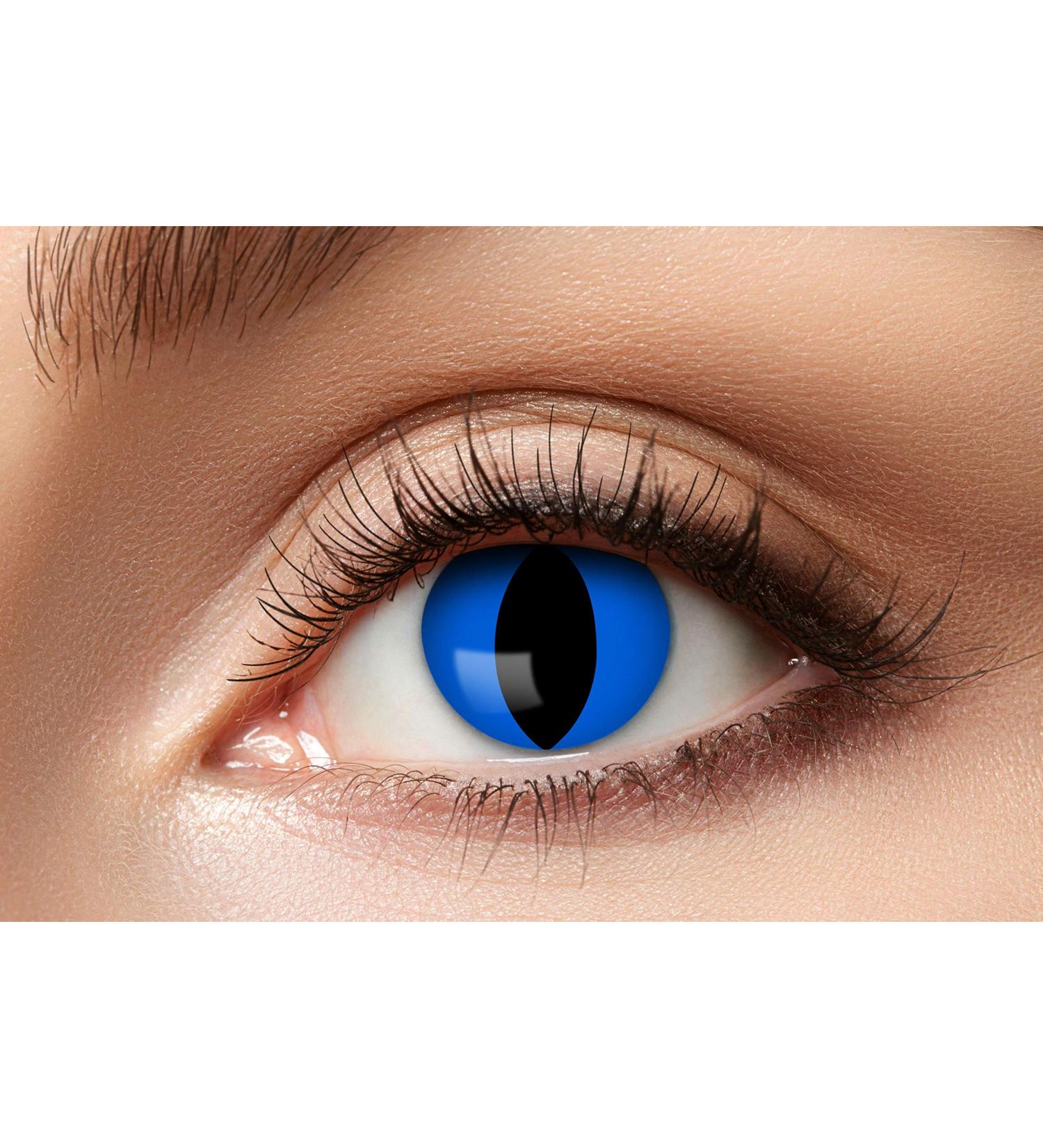 Colored Contact Lenses - Eyecatcher 84063141-600 | 1 Pair Blue for Carnival Mardi Gras & Halloween - 12 Months Wear - Buy Online on GoSupps.com