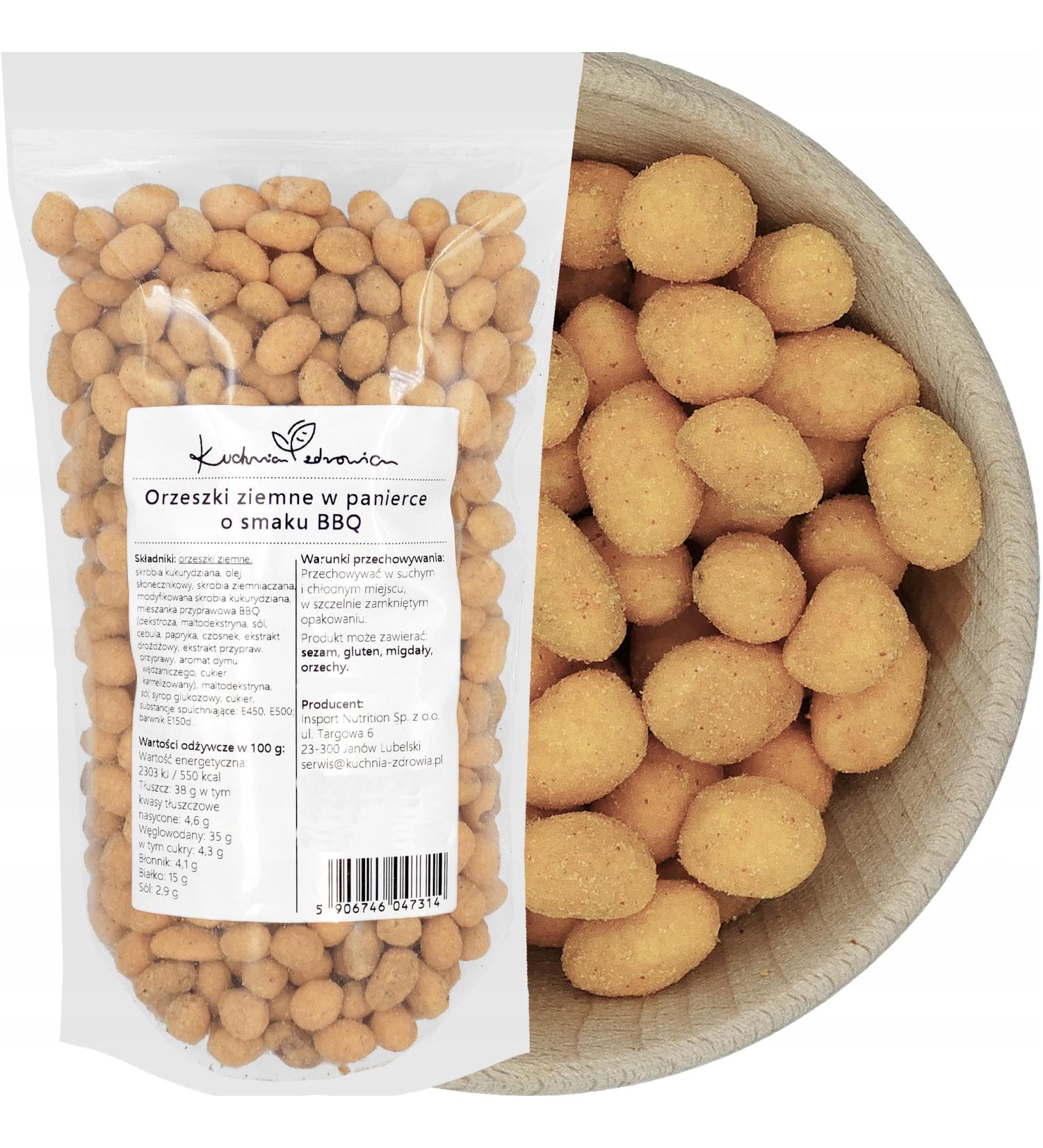  Kuchnia Zdrowia Smoked Barbecue Flavour Coated Peanuts Crispy Salty Snack (250g) | KUCHNIA ZDROWIA - Buy Online on GoSupps.com