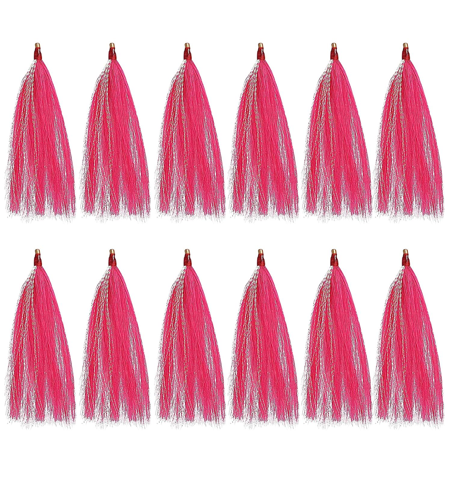 Fishing Bucktail Teasers Saltwater Kit - 12pcs Copper Tube Flash Skirts for Fluke Rig Fishing - Pink Teasers Plugs - Buy Online on GoSupps.com