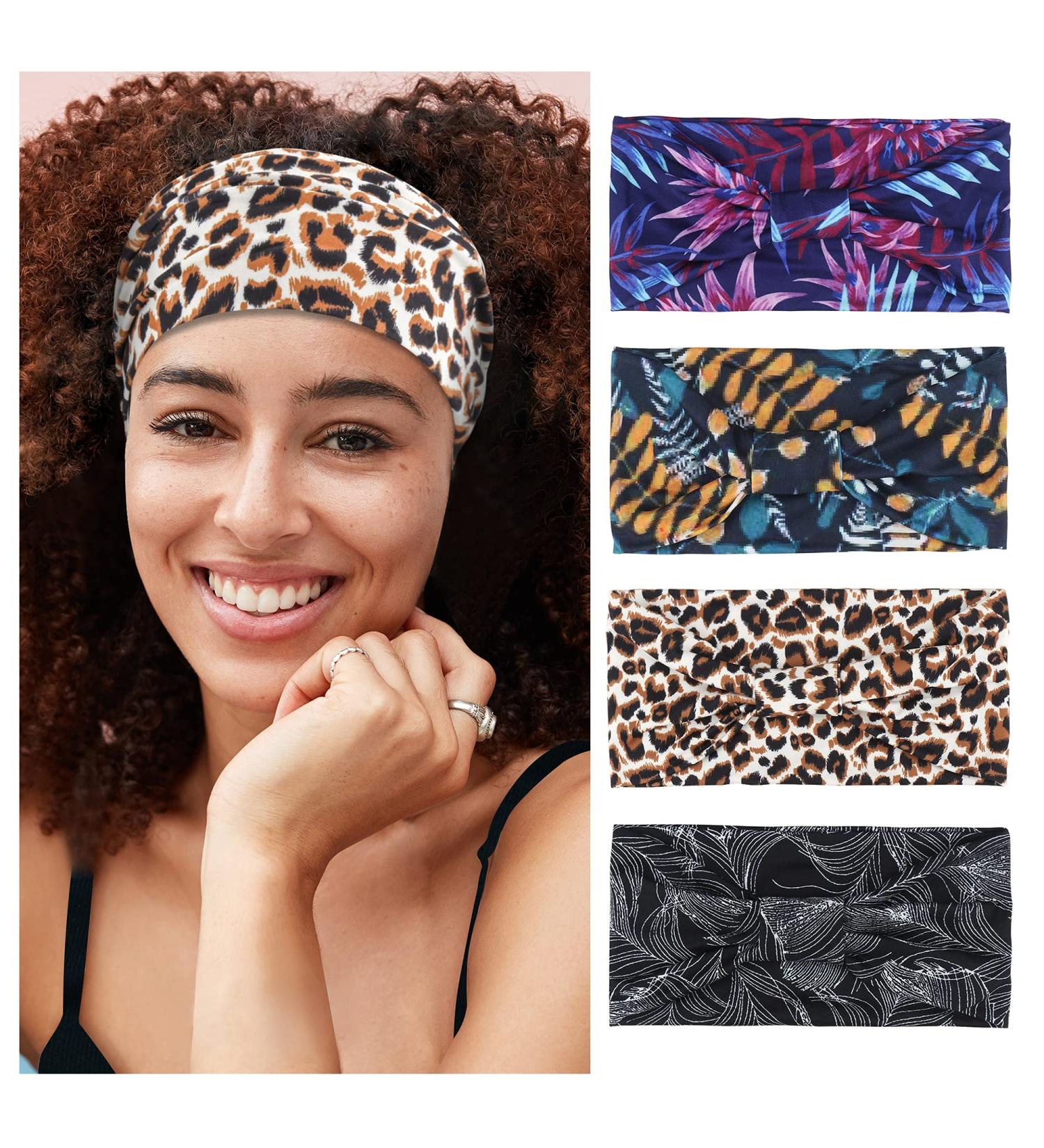 Purefitinsoles Wide Headbands for Women - Non Slip African Thick Headbands - 4 Pack Sweat Bands for Yoga and Workout Fashion (AB-5) - Buy Online on GoSupps.com