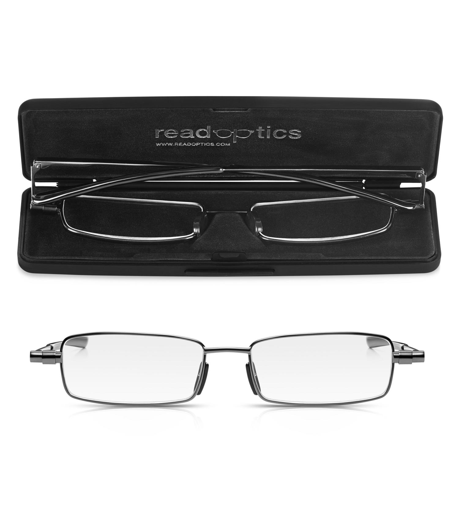 Read Optics Foldable Reading Glasses 1.5 | Elegant Flat Design with Protective Case | Portable +1.5 Blue-Gray/Gunmetal - Buy Online on GoSupps.com