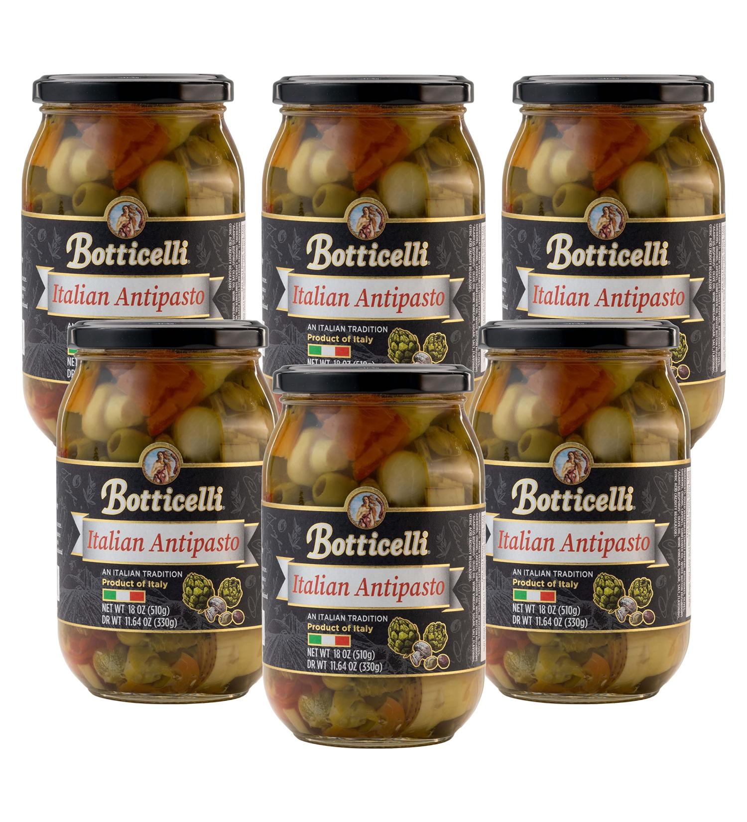 Botticelli Premium Italian Antipasto Jar - Pack of 6 | Artichoke, Olives, Mushroom | For Appetizer, Salad & Plates - 18oz (x6) - Buy Online on GoSupps.com