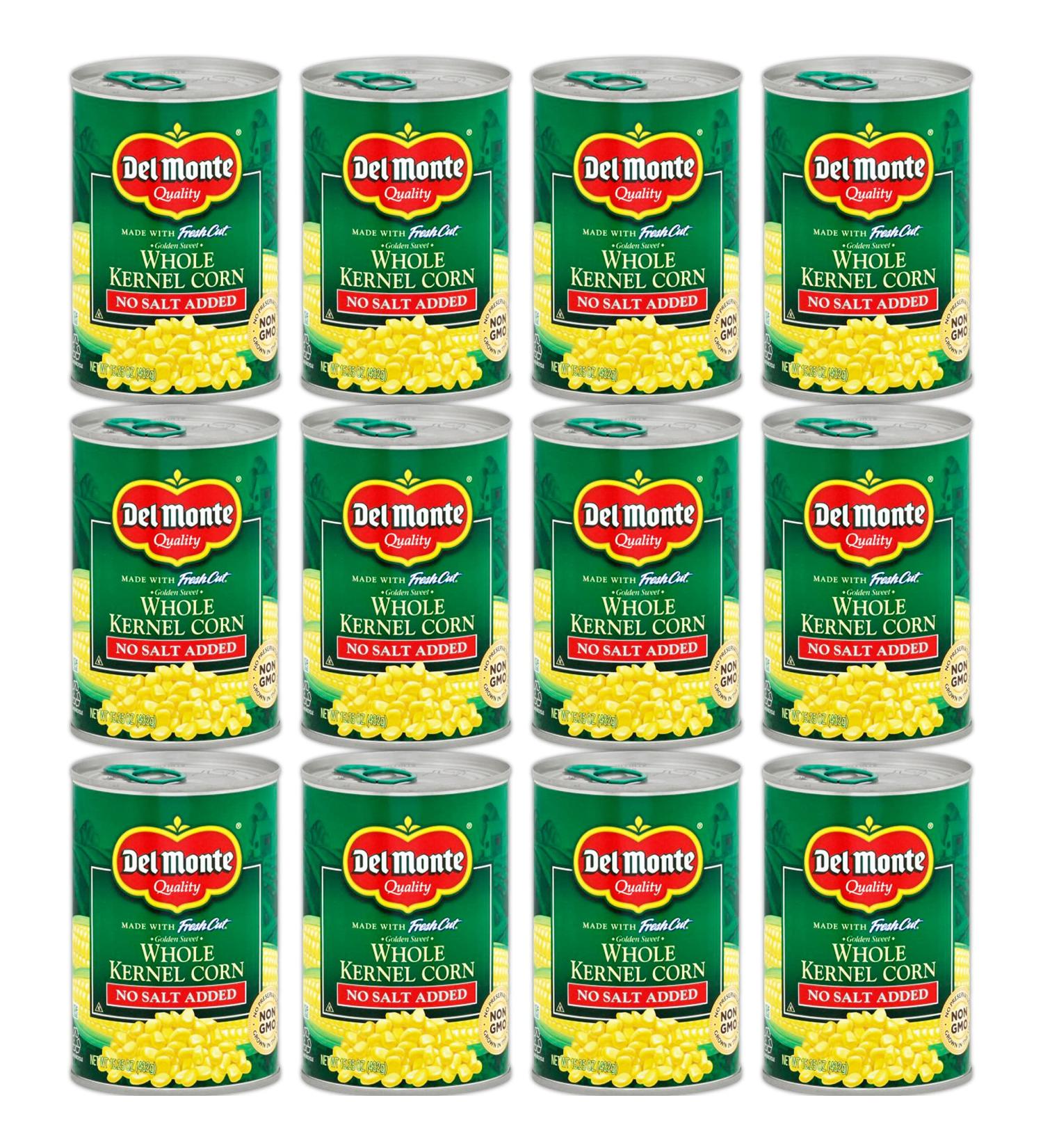 Del Monte Whole Kernel Corn, No Salt Added 15.25oz - 12 Pack