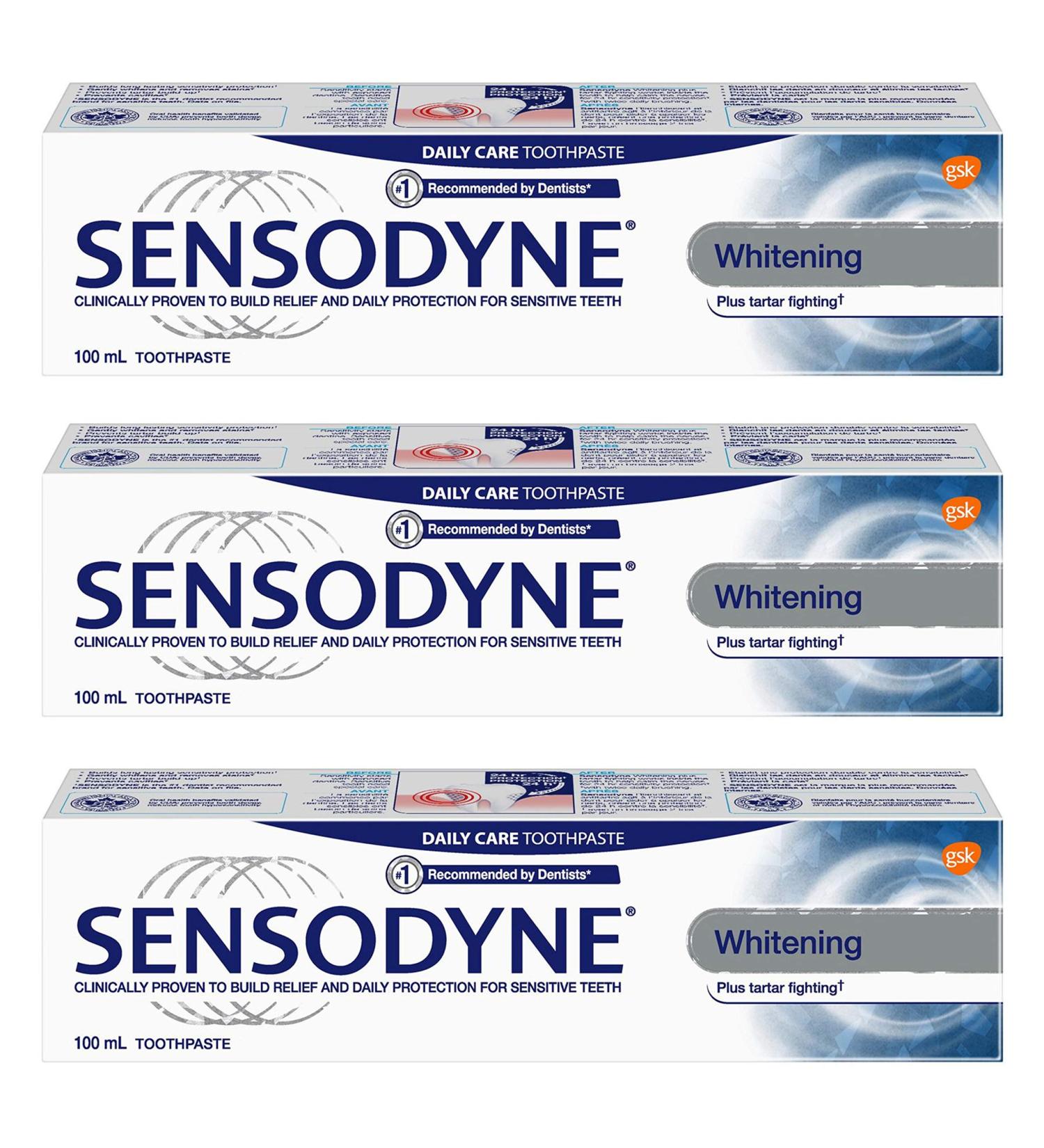 Sensodyne Sensitivity Whitening Toothpaste for Sensitive Teeth - 100ml (Pack of 3) - Buy Online on GoSupps.com