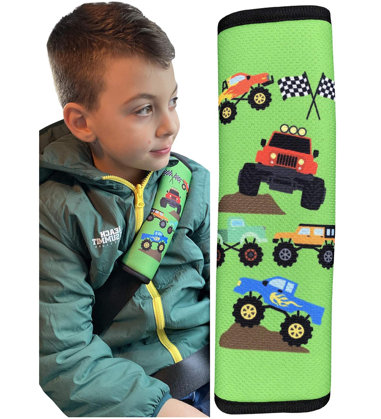 HECKBO Kids Car Seat Belt Pads - Monster Truck Design | Seat Belt Protectors for Kids and Babies - Universal Fit for Car Booster Seats and Bicycles - Buy Online on GoSupps.com