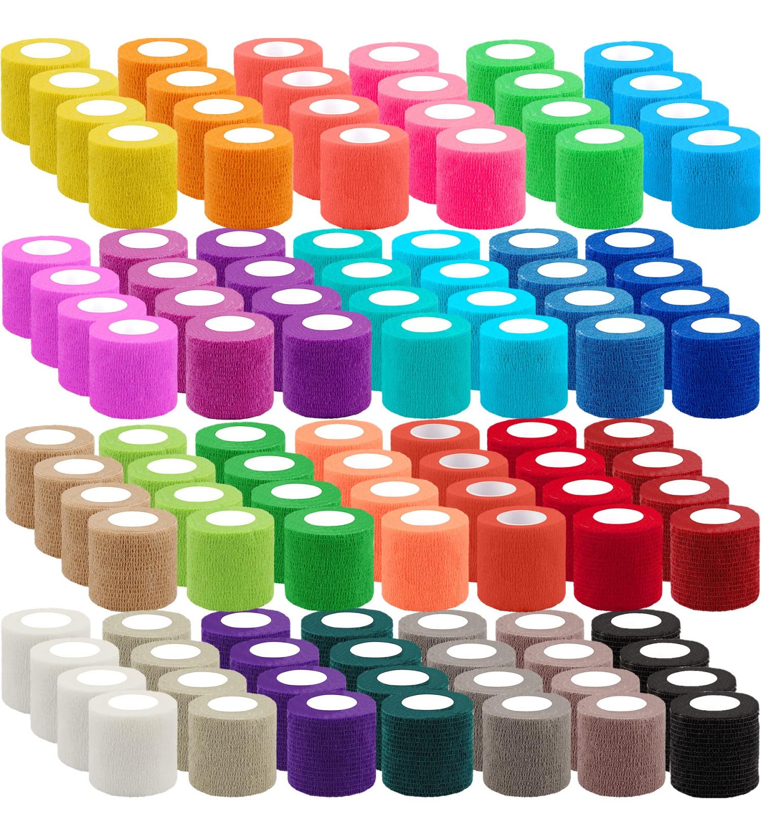 2 Inch Colored Self Adhesive Bandage Wrap - 108 Rolls | Self Adherent Athletic Tape for Wrist, Ankle Swelling, Sprains | Stretch Bandages in Rich Colors - Buy Online on GoSupps.com