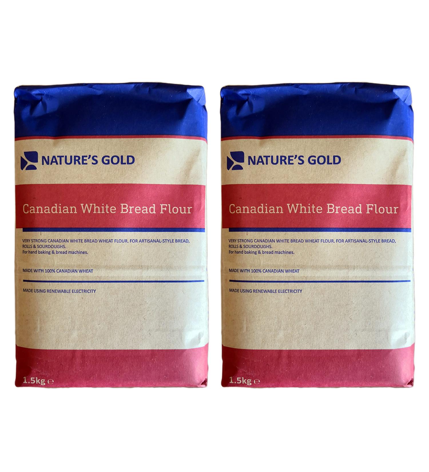 Nature's Gold 100% Very Strong Canadian White Bread Flour 1.5kg (Pack of 2) - Buy Online on GoSupps.com