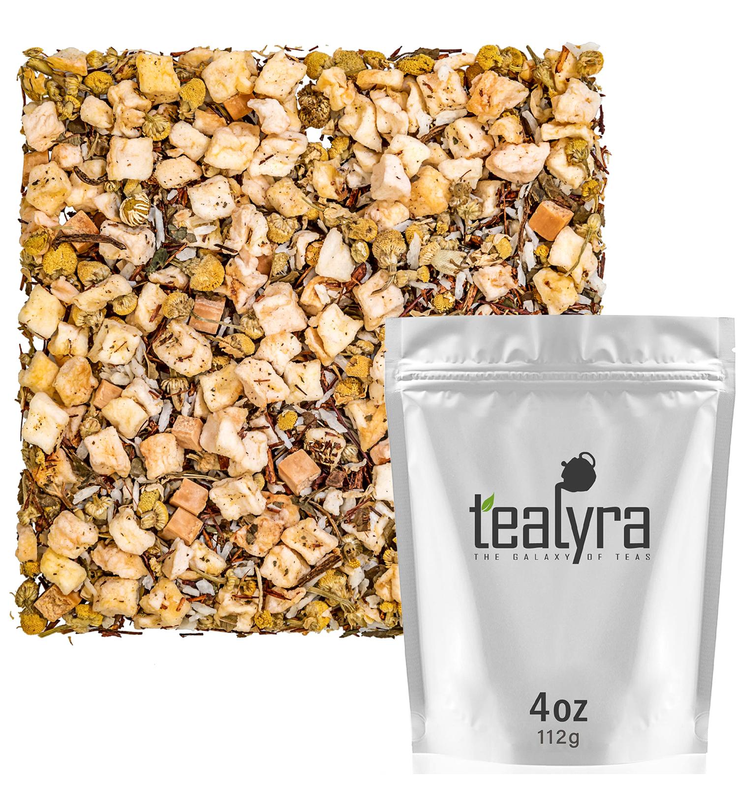 Tealyra Sleepy Nights Rooibos Chamomile Coconut Valerian Herbal Loose Tea 112g - Relaxing Bedtime Blend for Wellness and Calmness - Buy Online on GoSupps.com