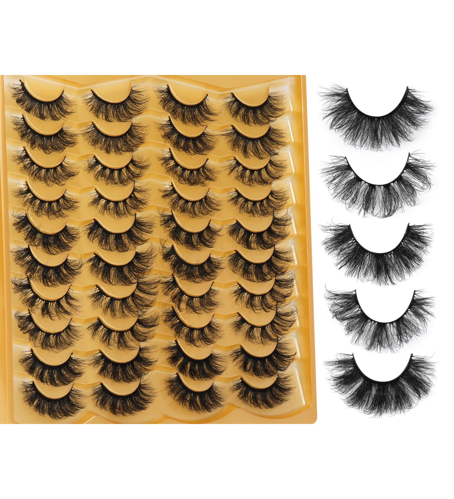 20 Pairs Fluffy Faux Mink Dramatic Eyelashes - 5 Styles, 20mm Wispy Volume Pack by TOOCHUNAG - Buy Online on GoSupps.com