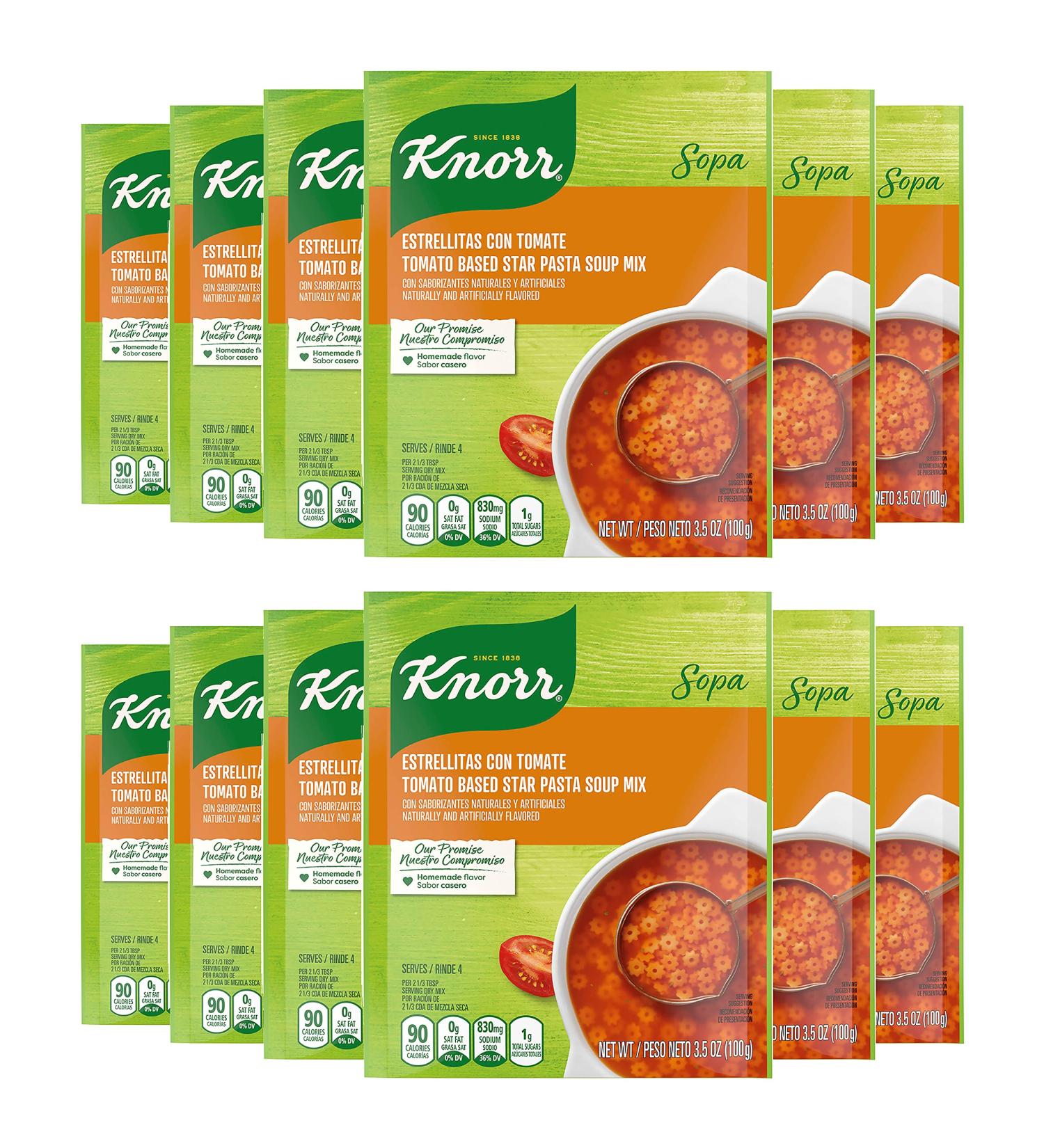 Knorr Sopa Pasta Soup Mix Star Pasta Tomato 3.5 oz - Pack of 12 | 3.5 Ounce - Buy Online on GoSupps.com