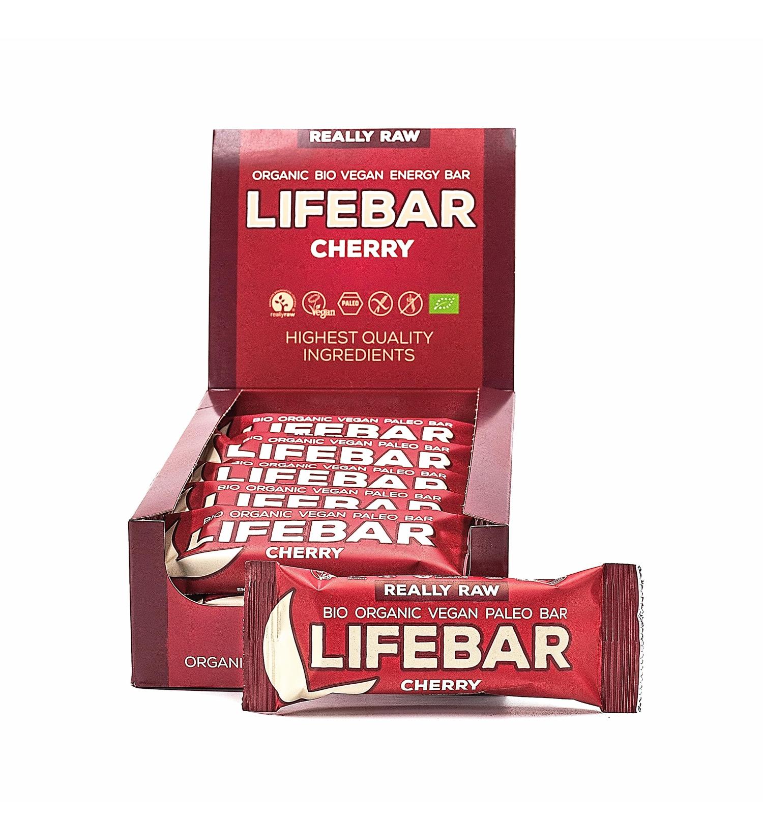 Lifebar Energy Bar - Vegan Organic Raw Sports Bar for Hiking Cycling & Fitness (Cherry) - Boost Your Energy! - Buy Online on GoSupps.com