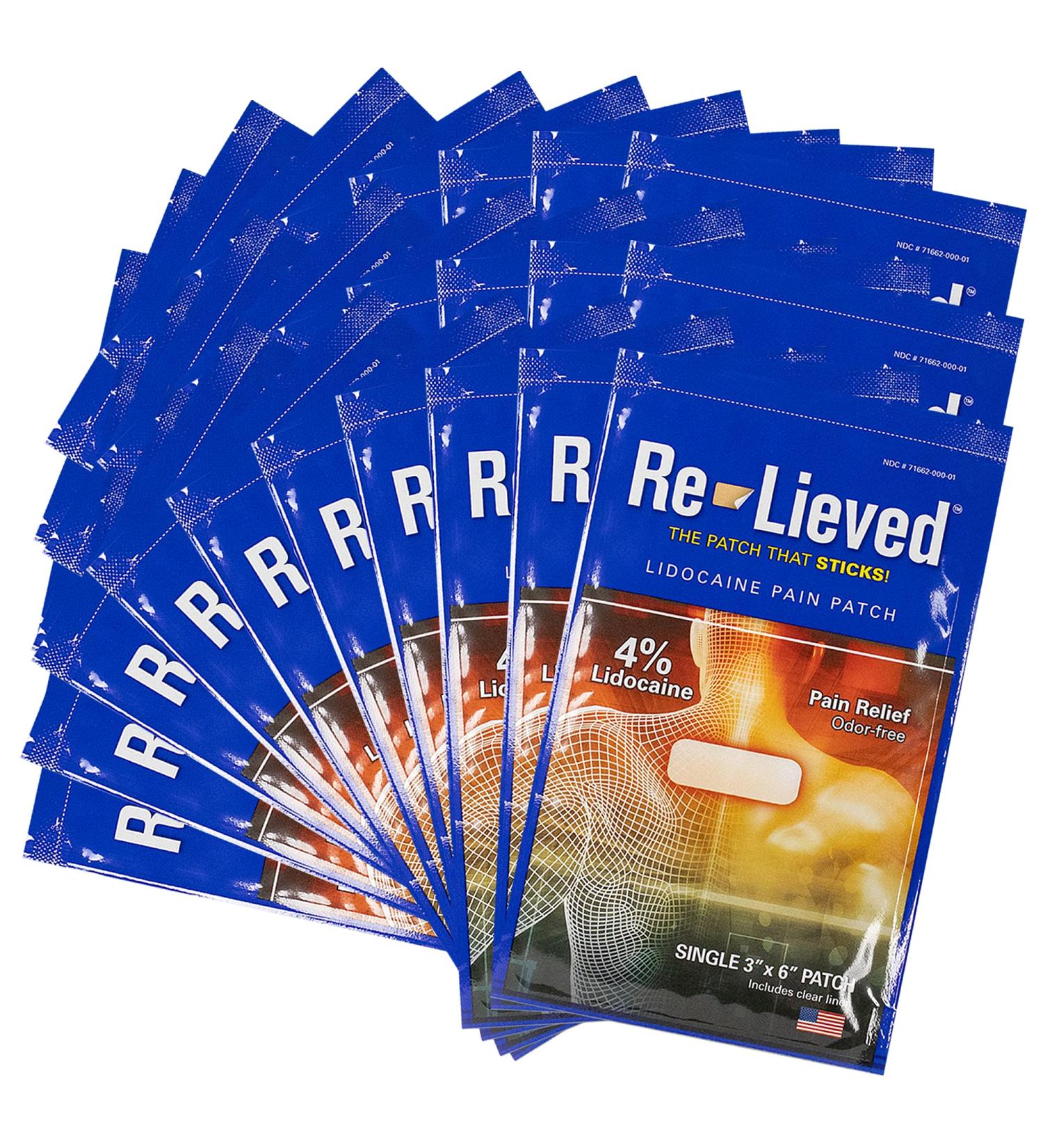 Re-Lieved 4% Lidocaine Patches - Maximum Strength, Water-Resistant, USA Made - 31 Count - Buy Online on GoSupps.com