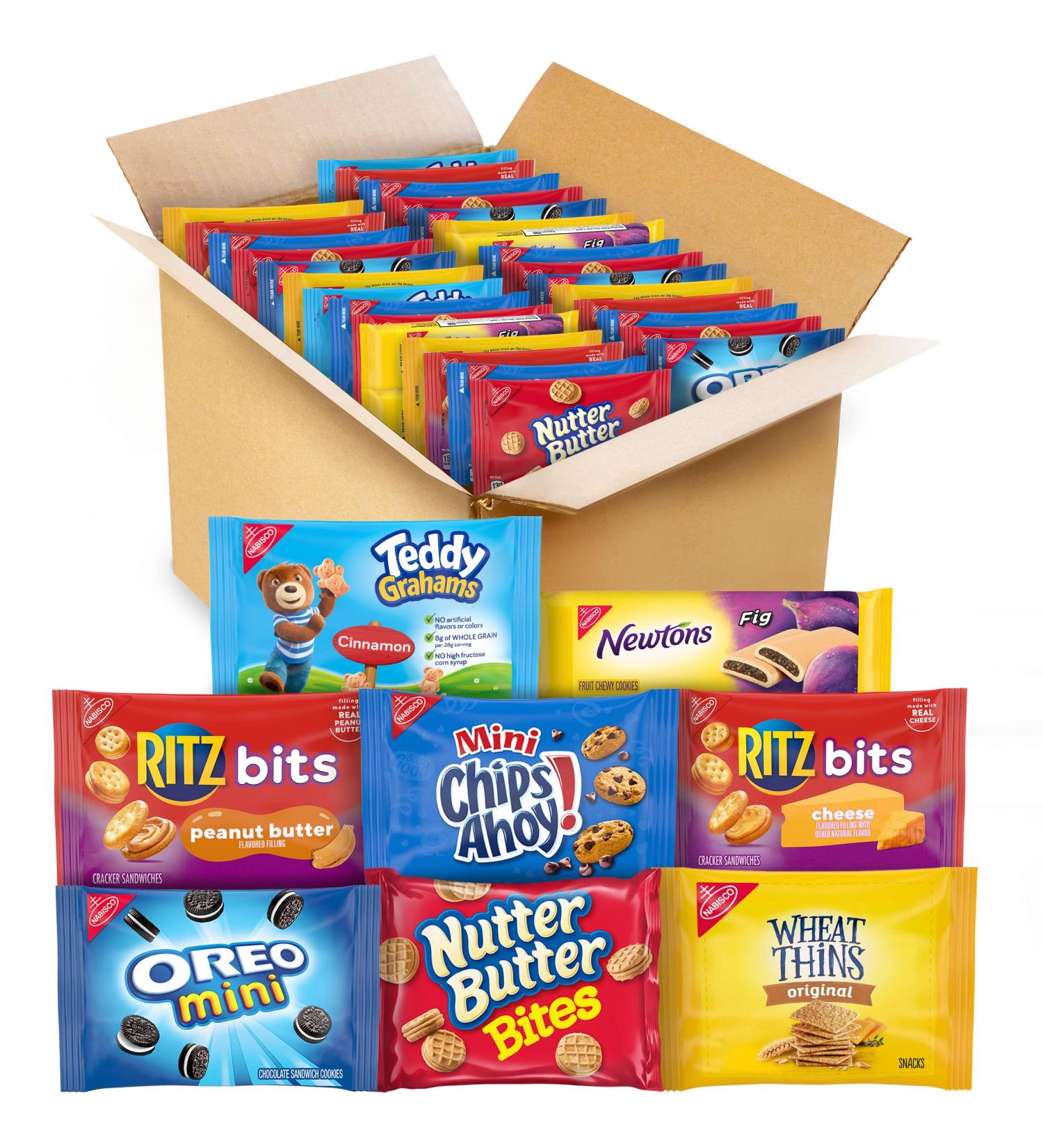 Assorted Cookies & Crackers Variety Pack Snack Box - 48 Mini Packs - Buy Online on GoSupps.com