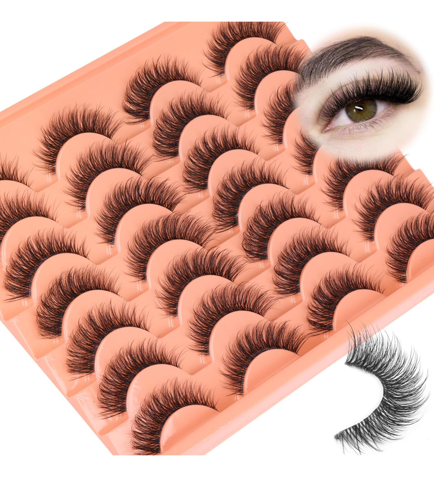 Natural False Lashes Cat Eye Eyelashes Clear Band 14 Pairs Fluffy Fake Lashes Natural Look Wispy Eyelashes Extensions Volume Cat Eye Lashes Strips 8-14MM by Zegaine Fairy - Buy Online on GoSupps.com