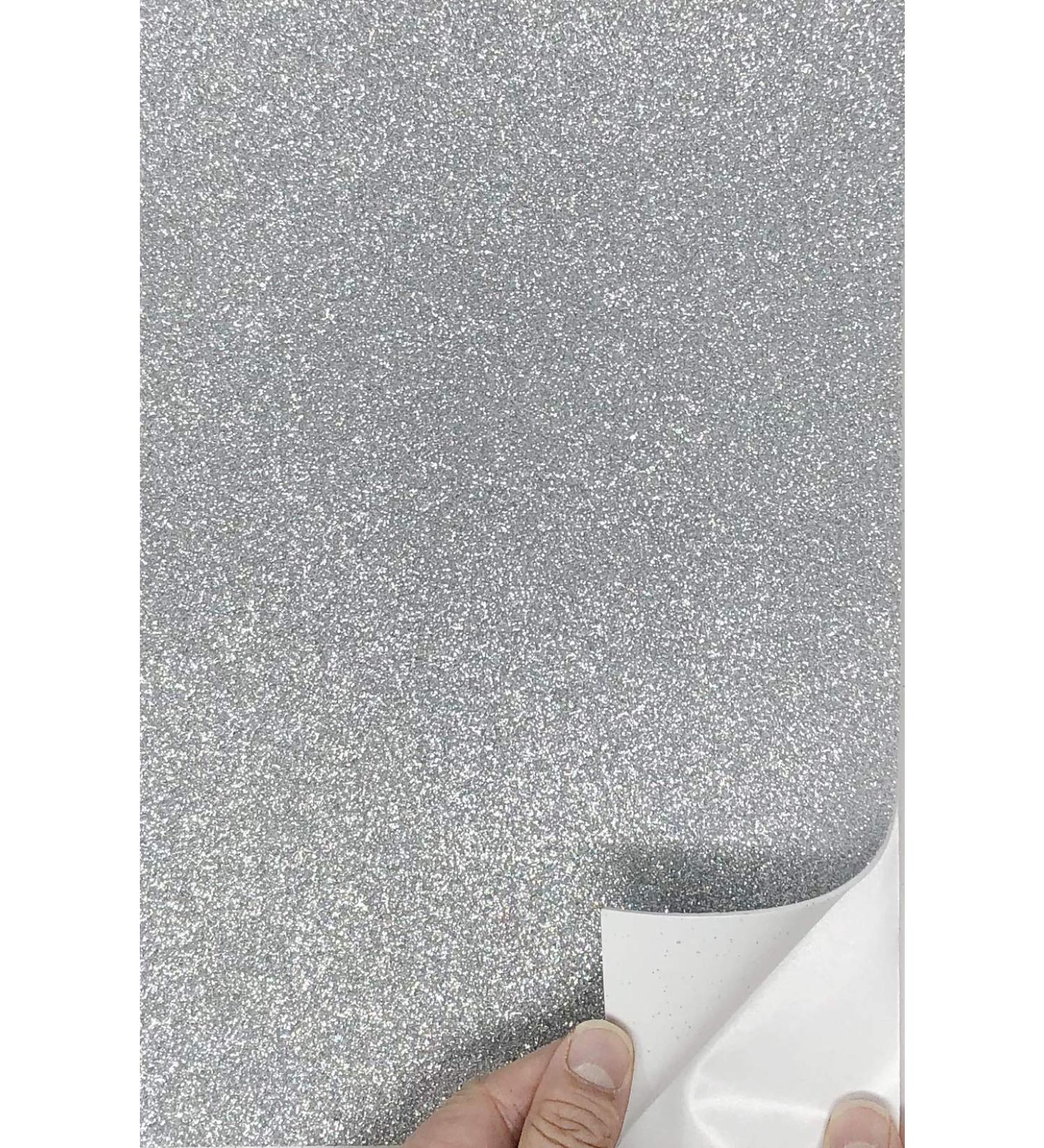 Allgala 12 Pack Self-Adhesive Glitter EVA Foam Paper 8 x 12inch Sheets-Silver-CF85202 Adhesive Silver