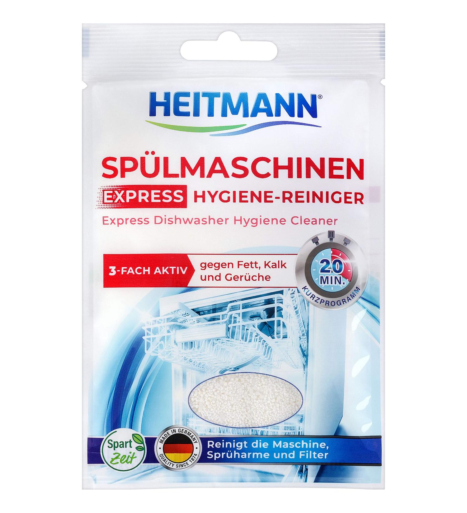 Heitmann Express Dishwasher Cleaner 30g | 3x Active Against Fat Lime & Odors | Time & Energy Saver - Buy Online on GoSupps.com