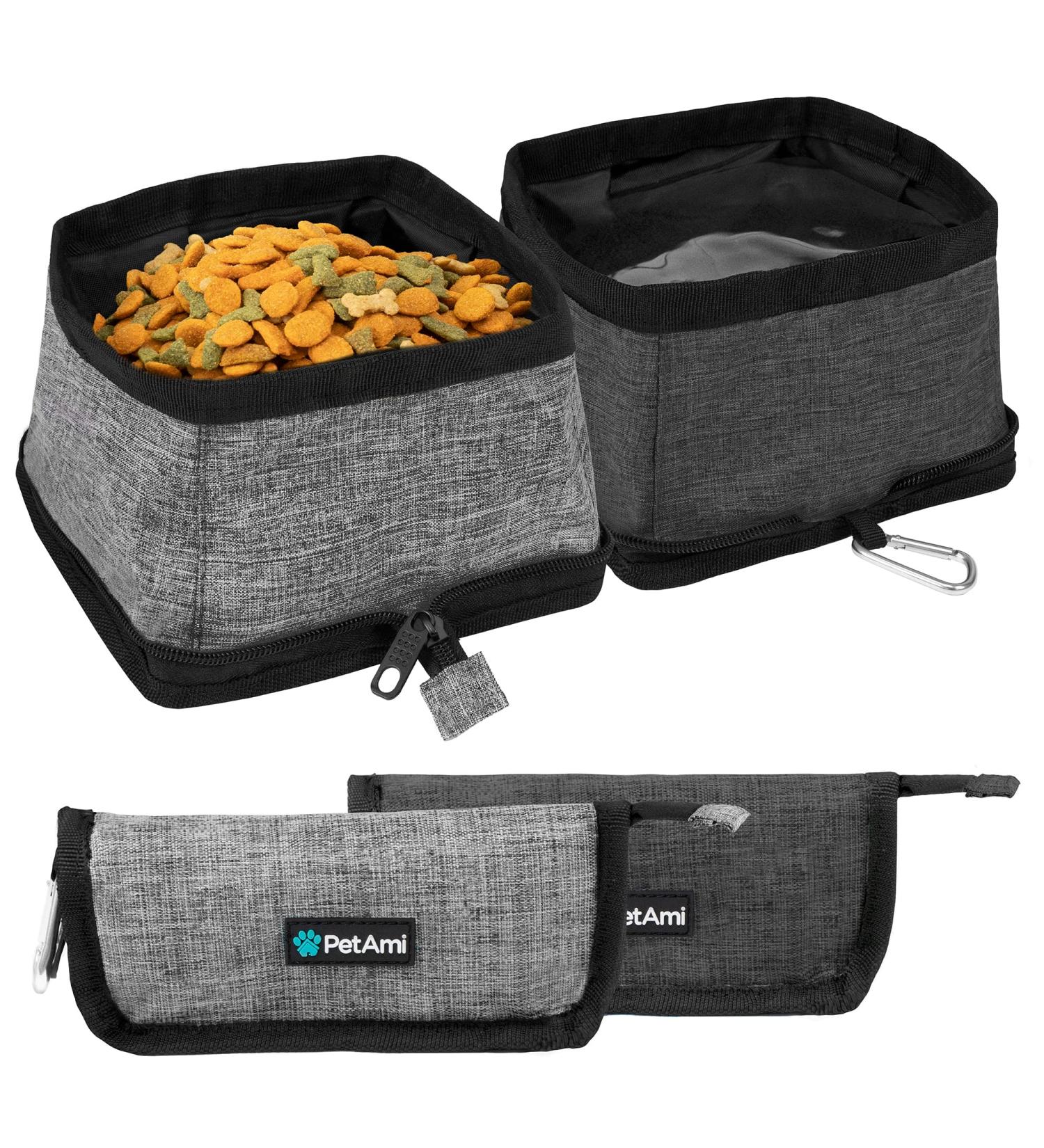 PetAmi Collapsible Dog Bowls 2 Pack - Portable Water & Food Bowl for Pets - Travel, Hiking, Camping - Outdoor Gear Accessories | Gray - Buy Online on GoSupps.com