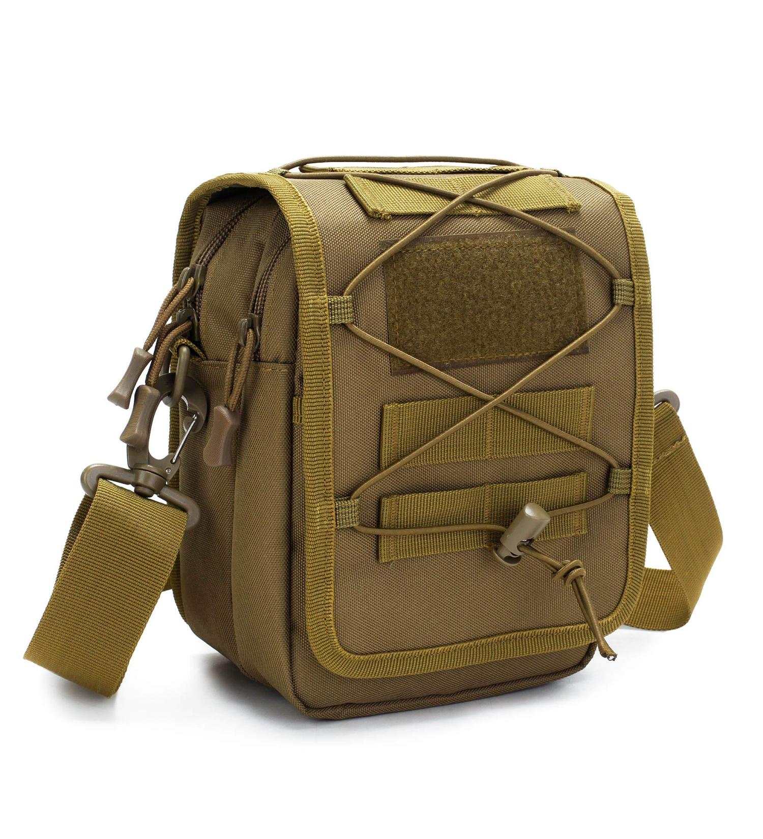 HUNDVP Tactical Shoulder Bag - Waterproof Molle Sling Backpack for Military Outdoor Hiking & Camping - Multifunctional Messenger Crossbody Bag in Brown - Buy Online on GoSupps.com