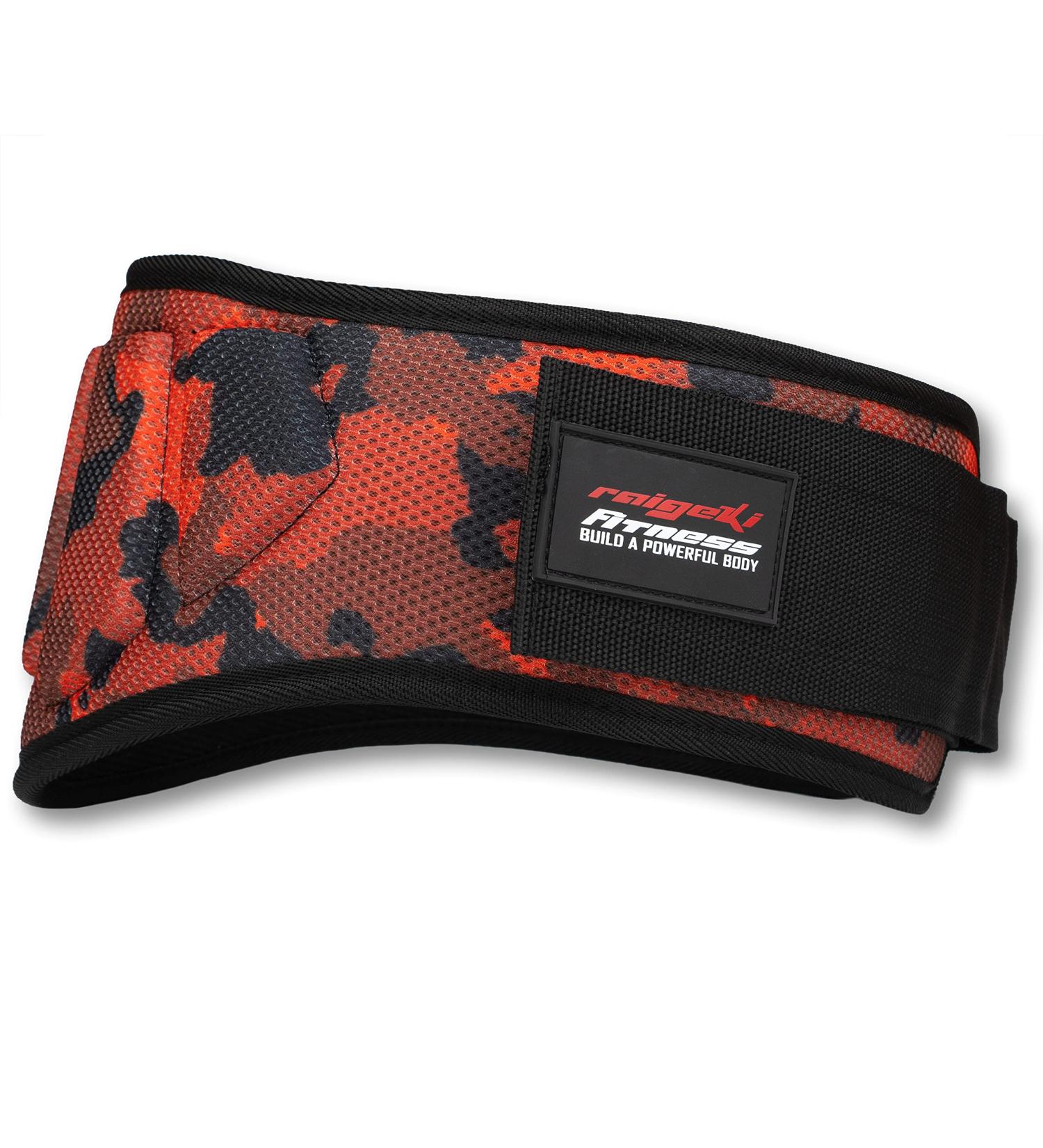 Raigeki Fitness Weightlifting Belt for Bodybuilding & CrossFit | XXL Rot-Camo with Training Plans - Durable Support for Men & Women - Buy Online on GoSupps.com