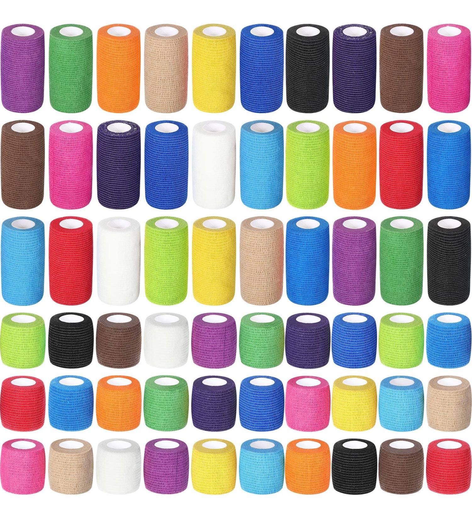60 Rolls Self Adhesive Bandages Wrap | 30 Pack 2 x 5 Yards & 30 Pack 4 x 5 Yards Sports Bandages | Breathable Cohesive Tape for Sports Wrist Ankle | Elastic Bandage Rolls in 15 Colors - Buy Online on GoSupps.com