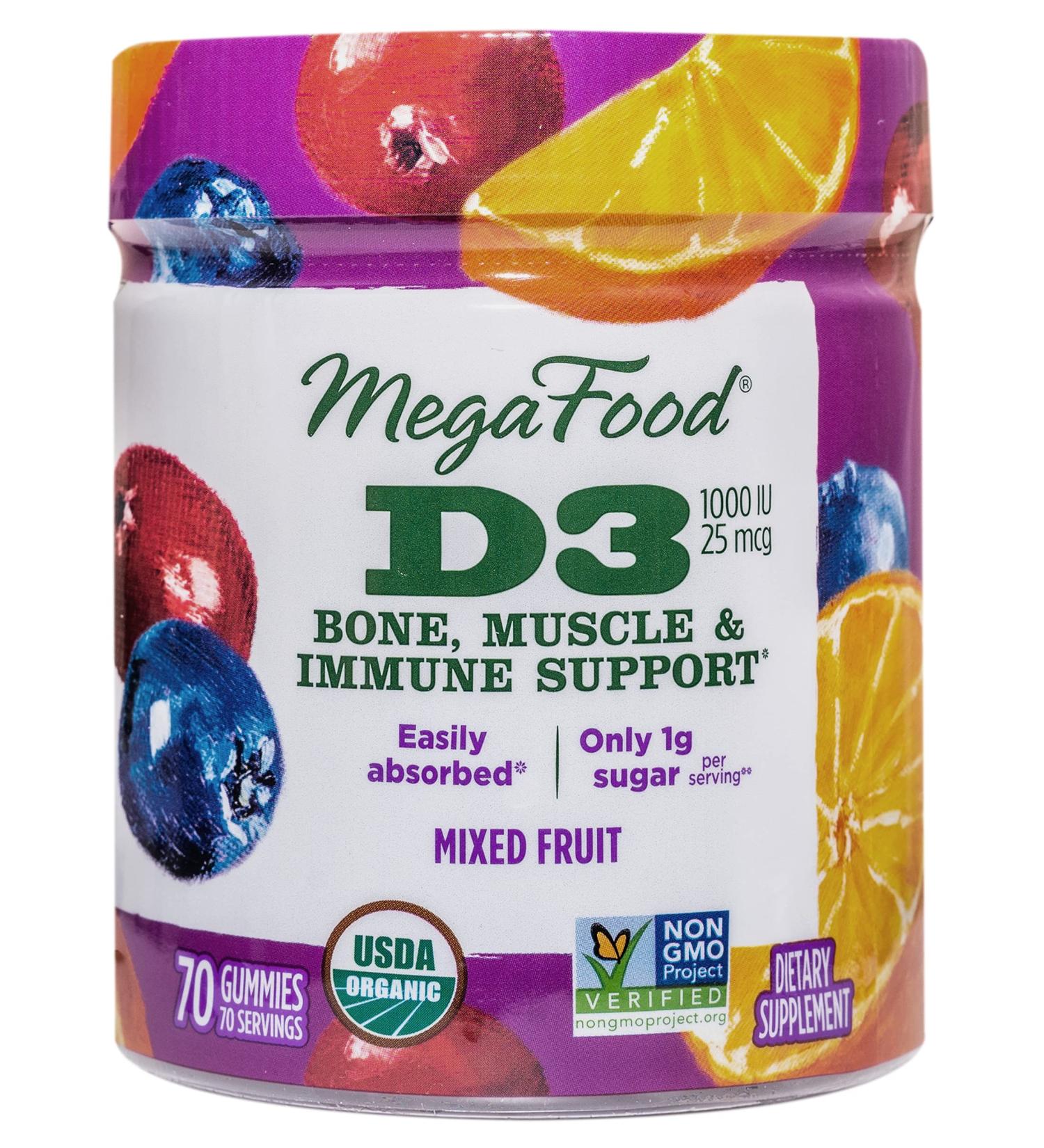Shop MegaFood D3 Mixed Fruit Gummies - 1000 IU (70 Count) for Immune Support - Buy Online on GoSupps.com
