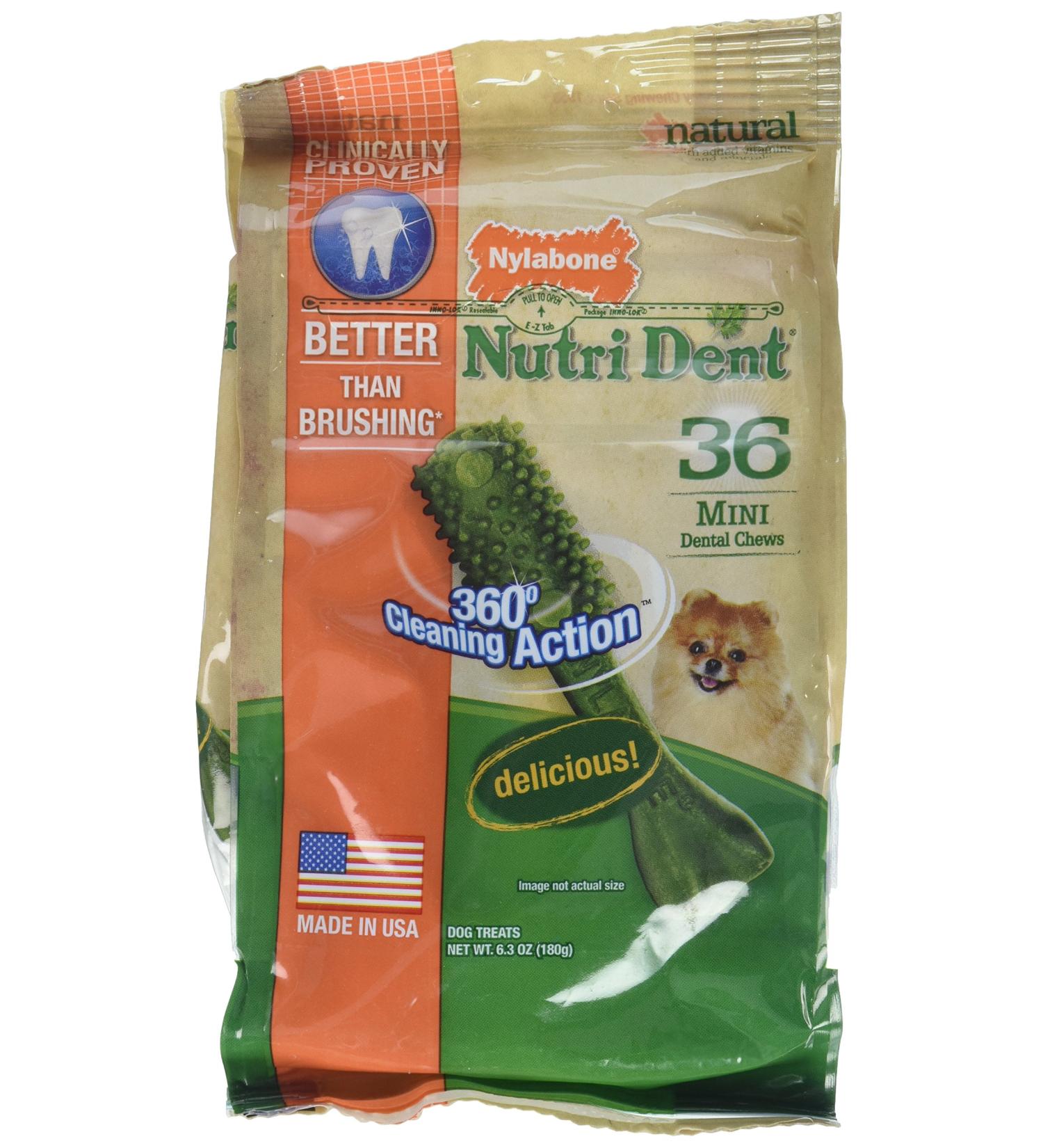 Nylabone Nutri Dent Mini Dental Chews- 36 Count 6.3 Oz (2 Pack) - Buy Online on GoSupps.com