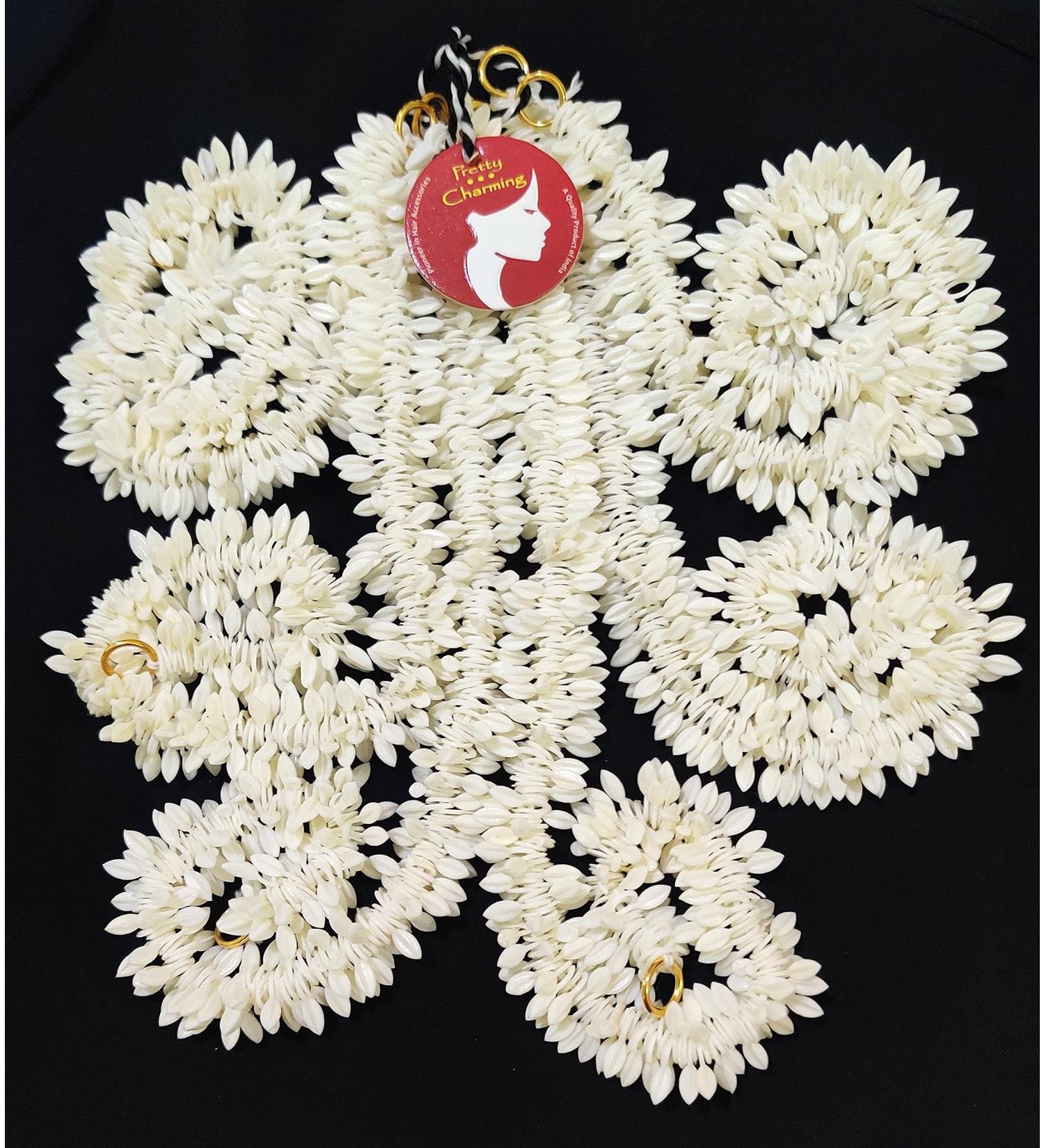 Pretty Charming White Artificial Hair Gajra - Soft Plastic Jasmin Flowers - Buy Online on GoSupps.com
