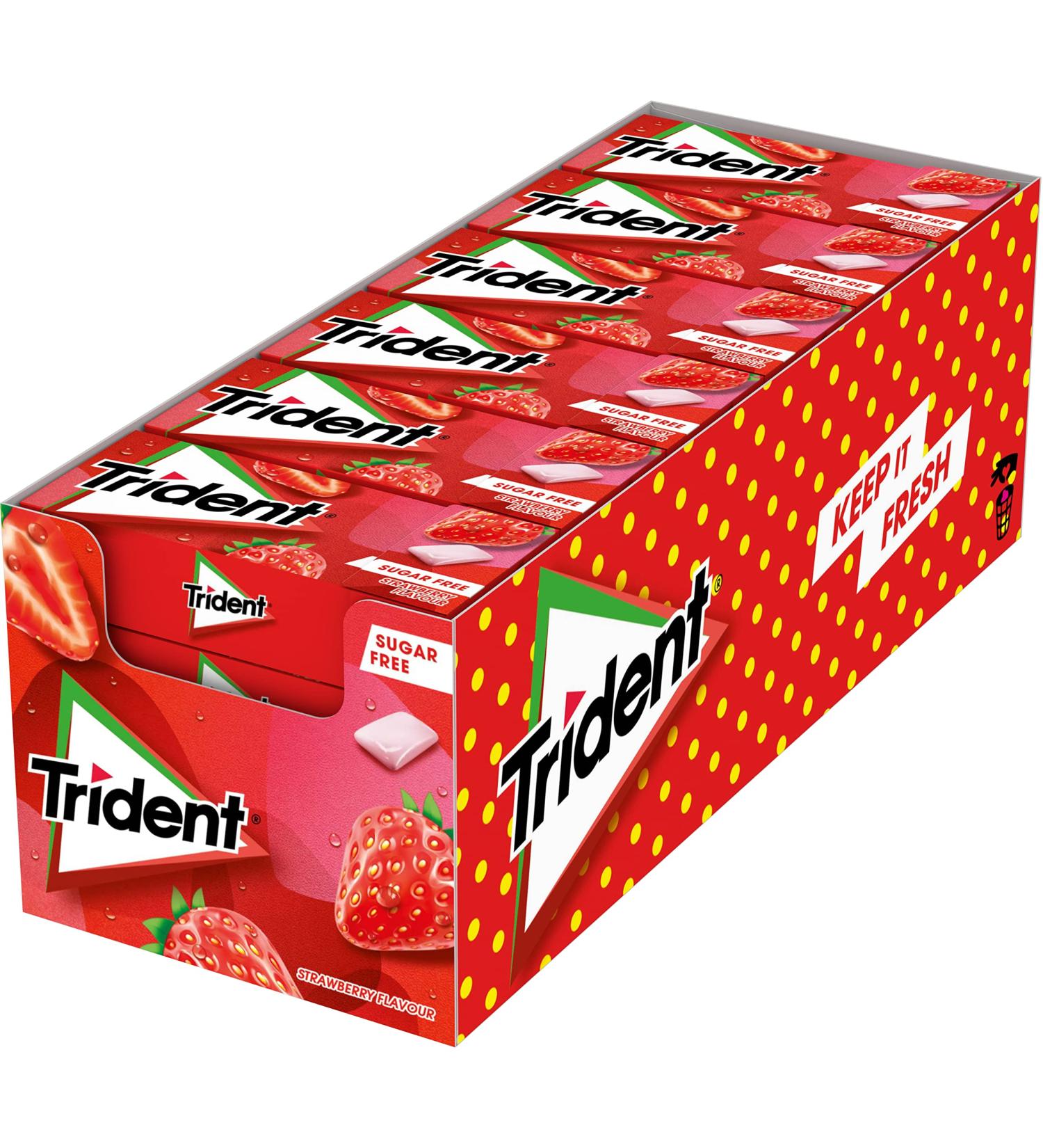 Trident Strawberry sugarfree Dragees Gum 24 paquets - Buy Online on GoSupps.com