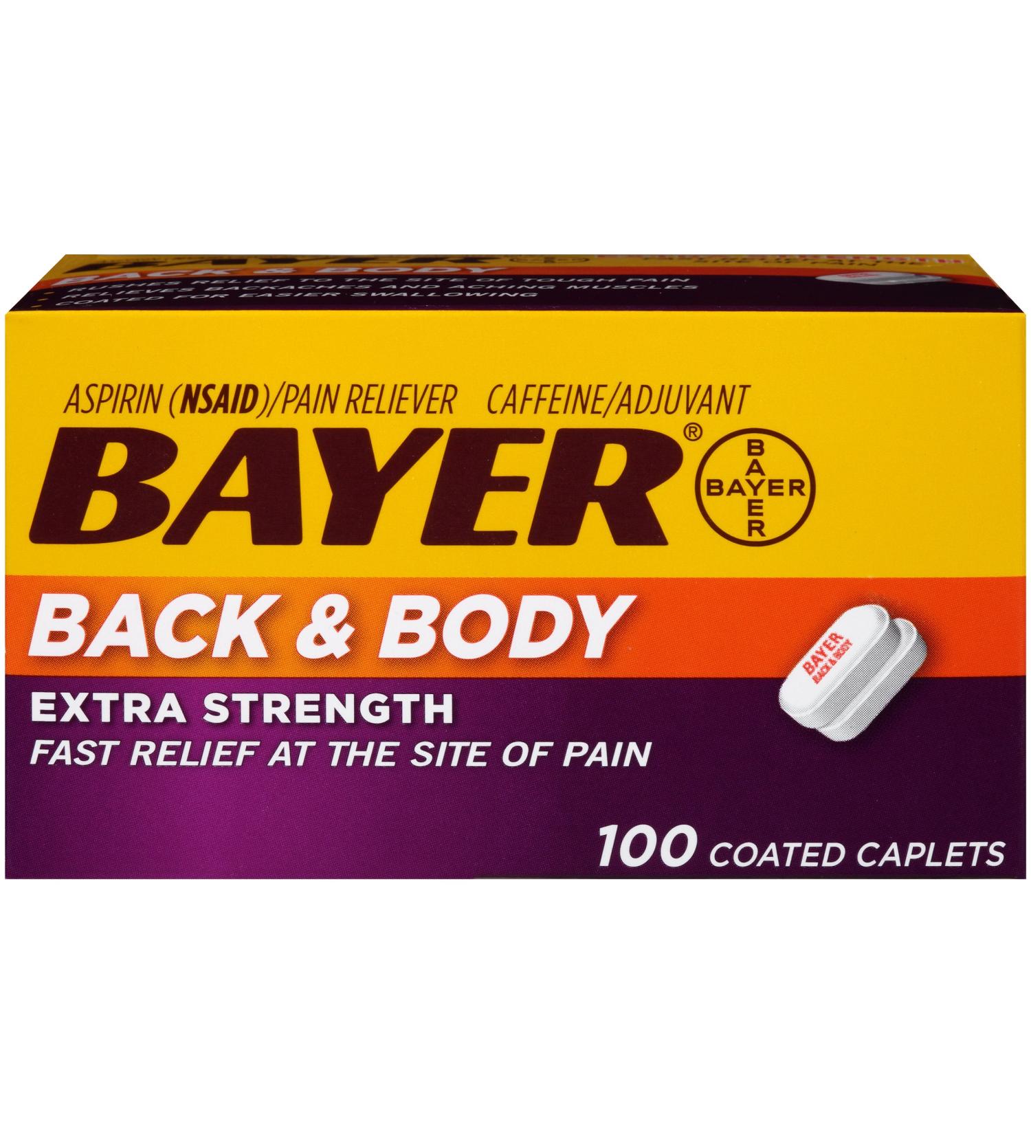 Bayer Aspirin 500mg Coated Tablets | Extra Strength Pain Relief | 100ct - Buy Online on GoSupps.com